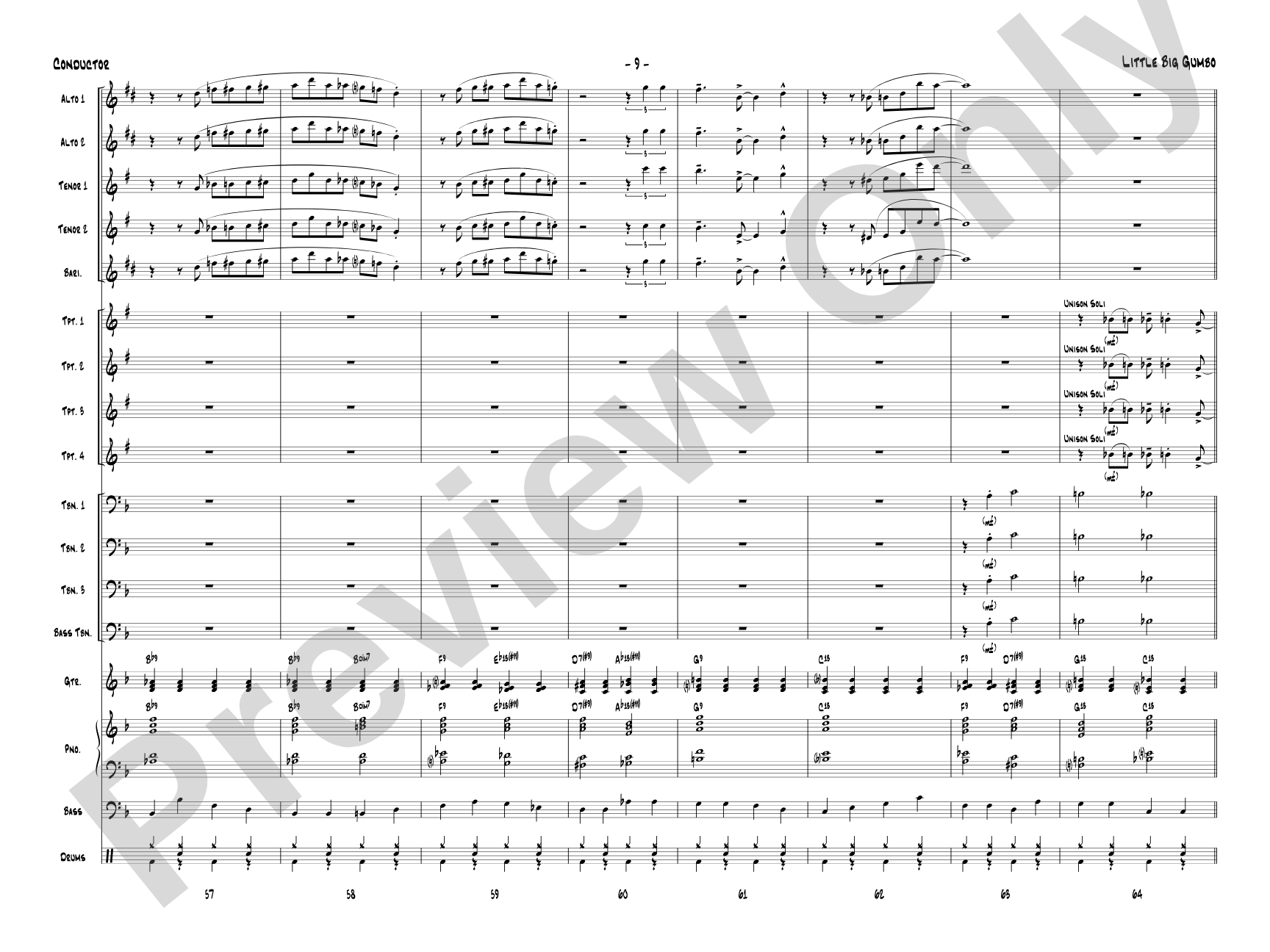 Little Big Gumbo: Jazz Ensemble Conductor Score & Parts