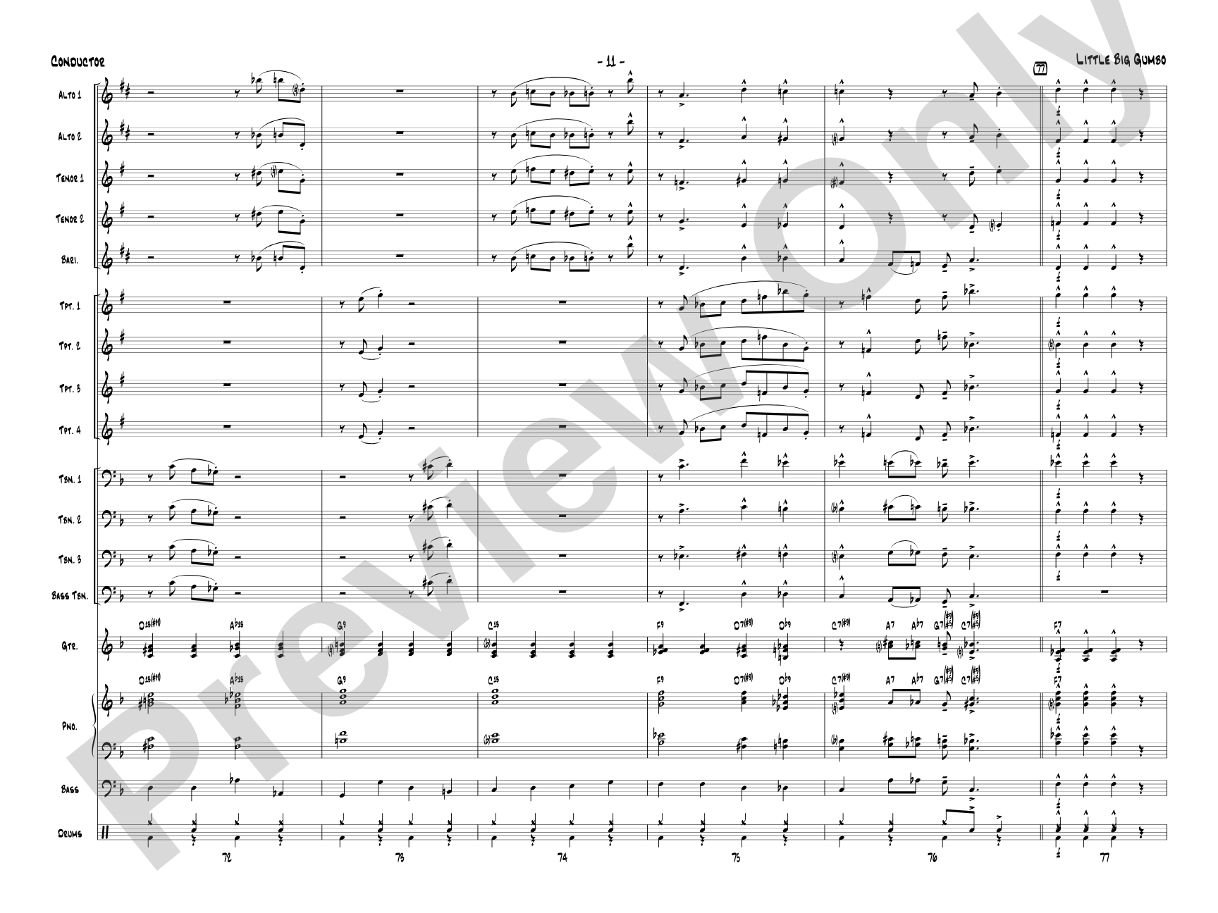 Little Big Gumbo: Jazz Ensemble Conductor Score & Parts