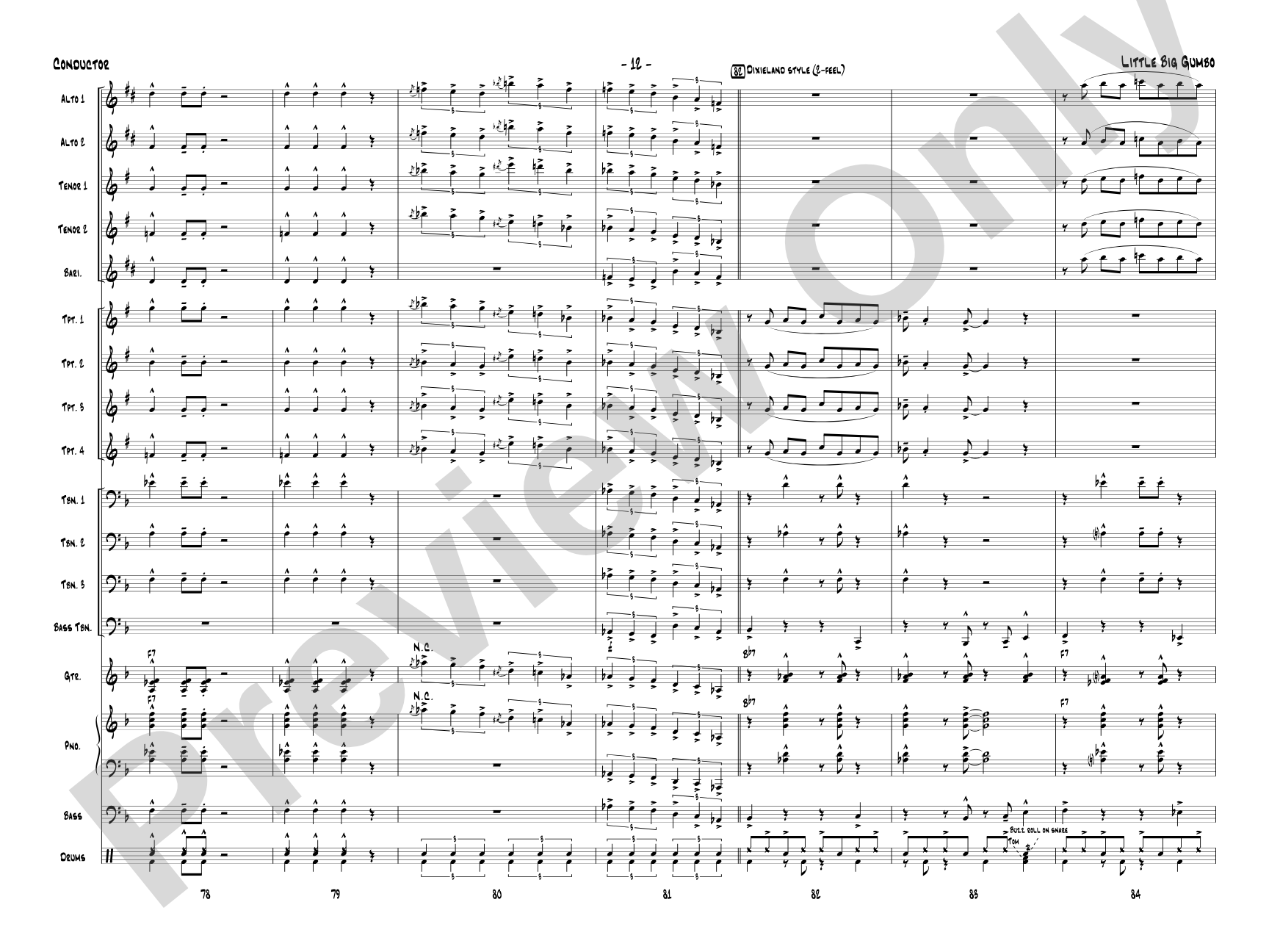 Little Big Gumbo: Jazz Ensemble Conductor Score & Parts