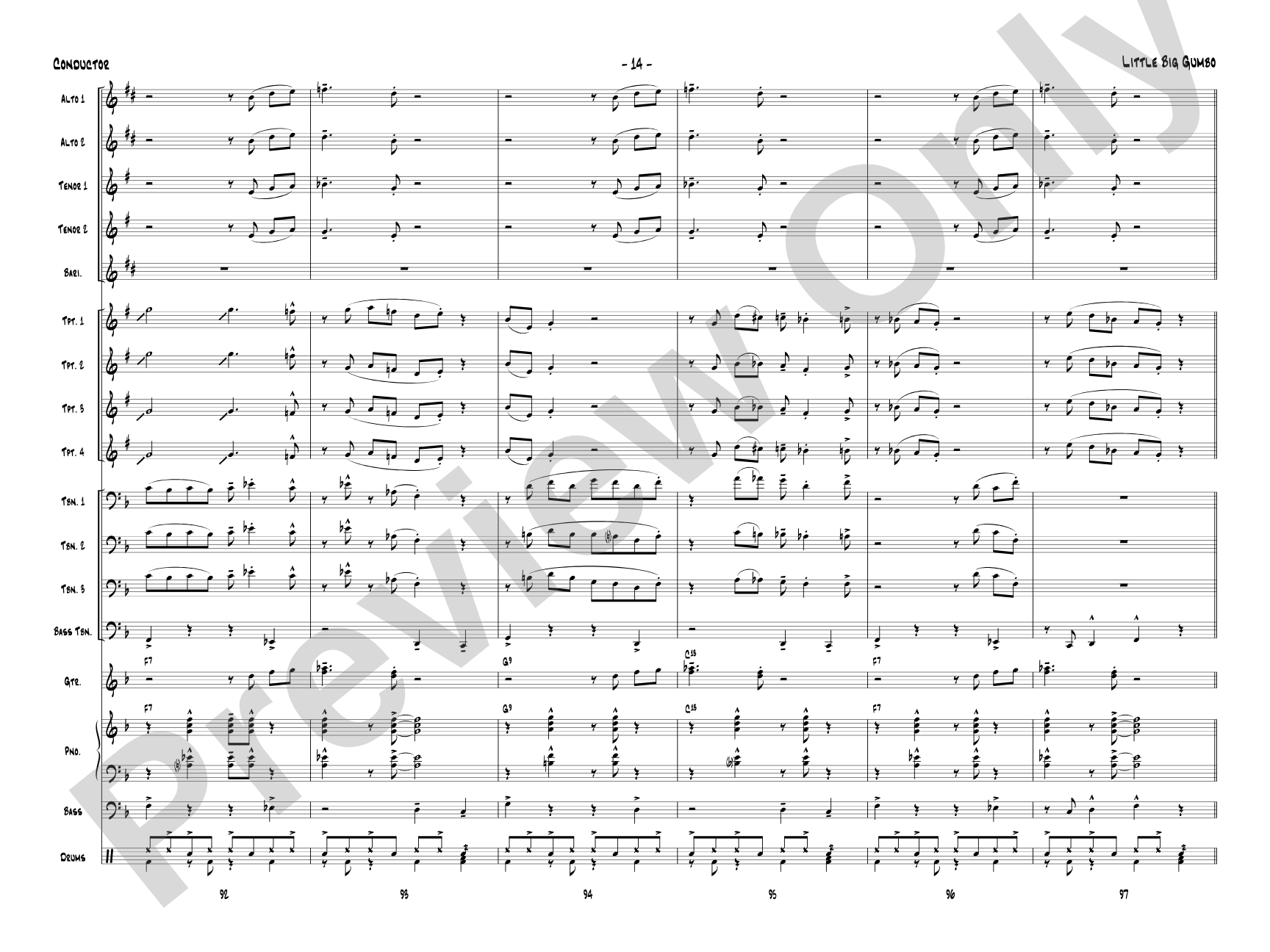 Little Big Gumbo: Jazz Ensemble Conductor Score & Parts