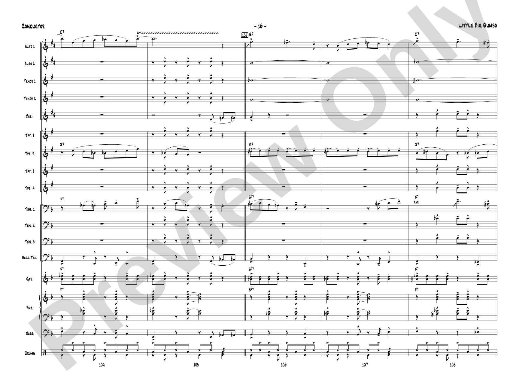 Little Big Gumbo: Jazz Ensemble Conductor Score & Parts