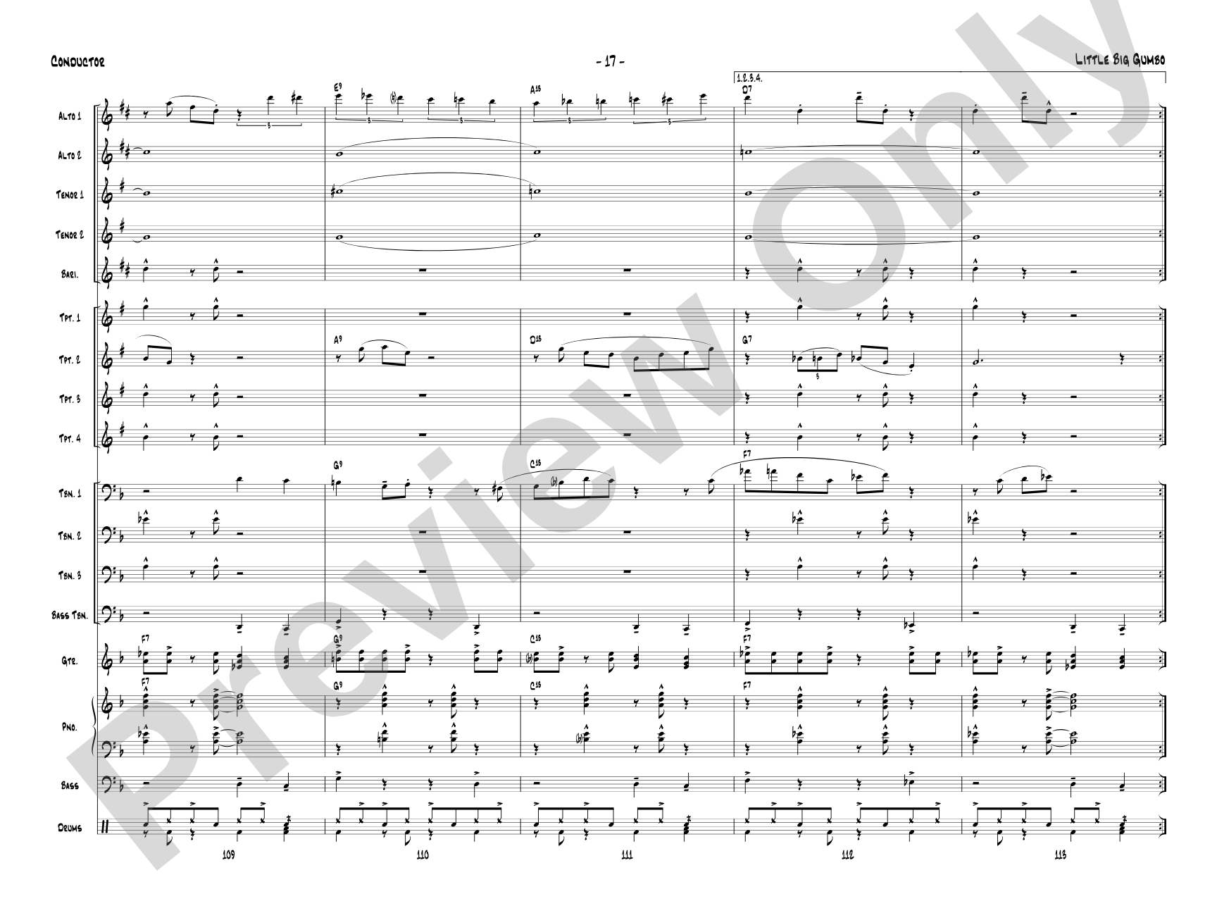 Little Big Gumbo: Jazz Ensemble Conductor Score & Parts