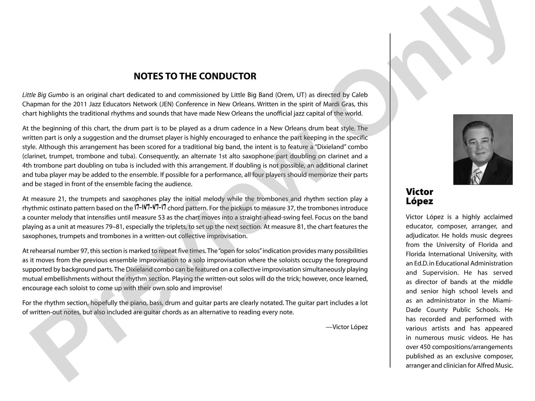 Little Big Gumbo: Jazz Ensemble Conductor Score & Parts