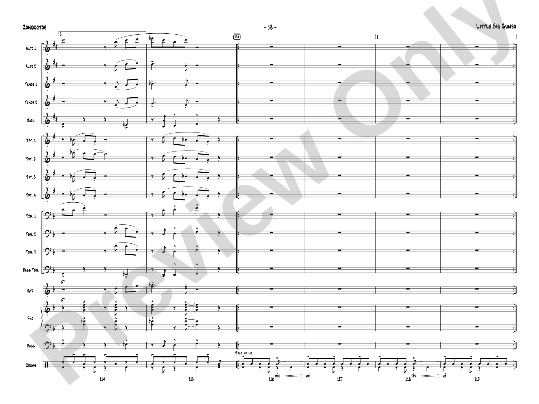 Little Big Gumbo: Jazz Ensemble Conductor Score & Parts