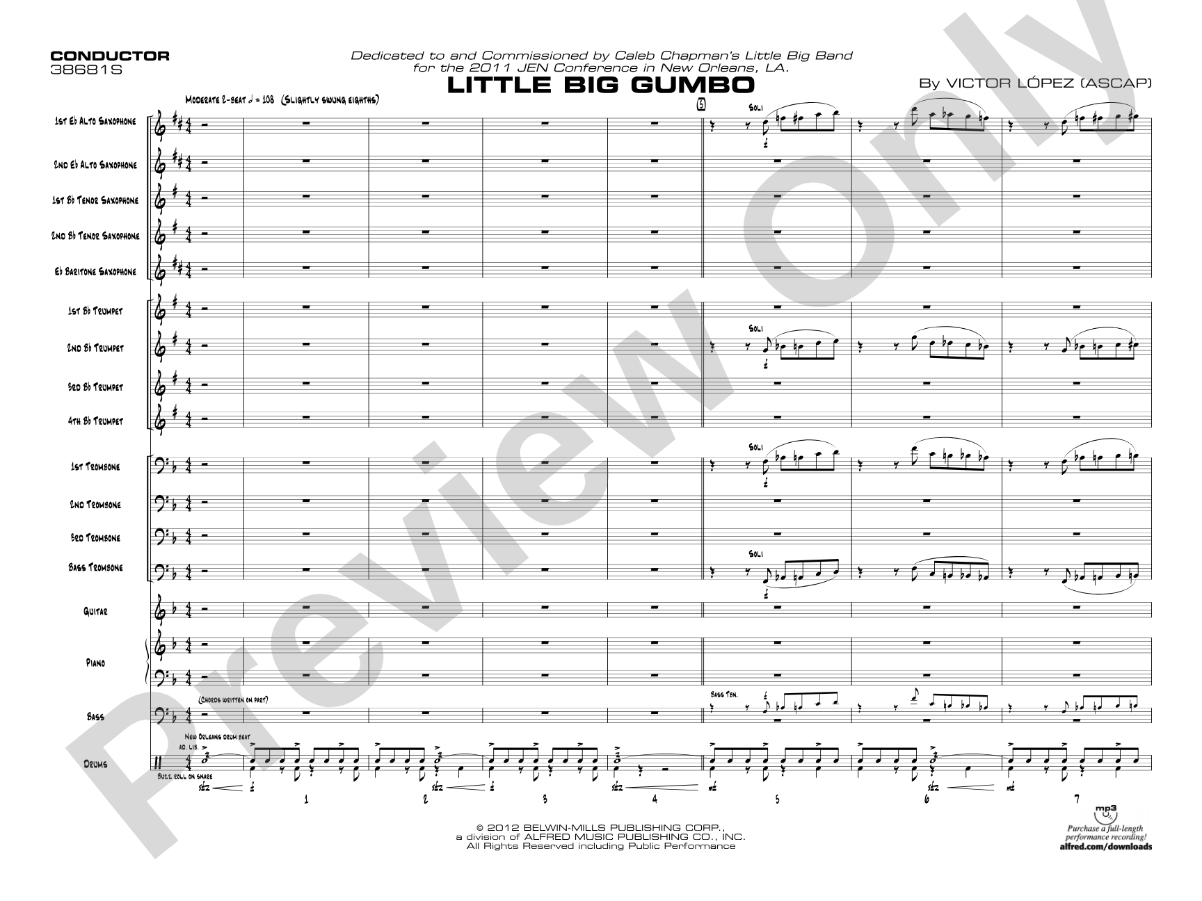 Little Big Gumbo: Jazz Ensemble Conductor Score & Parts