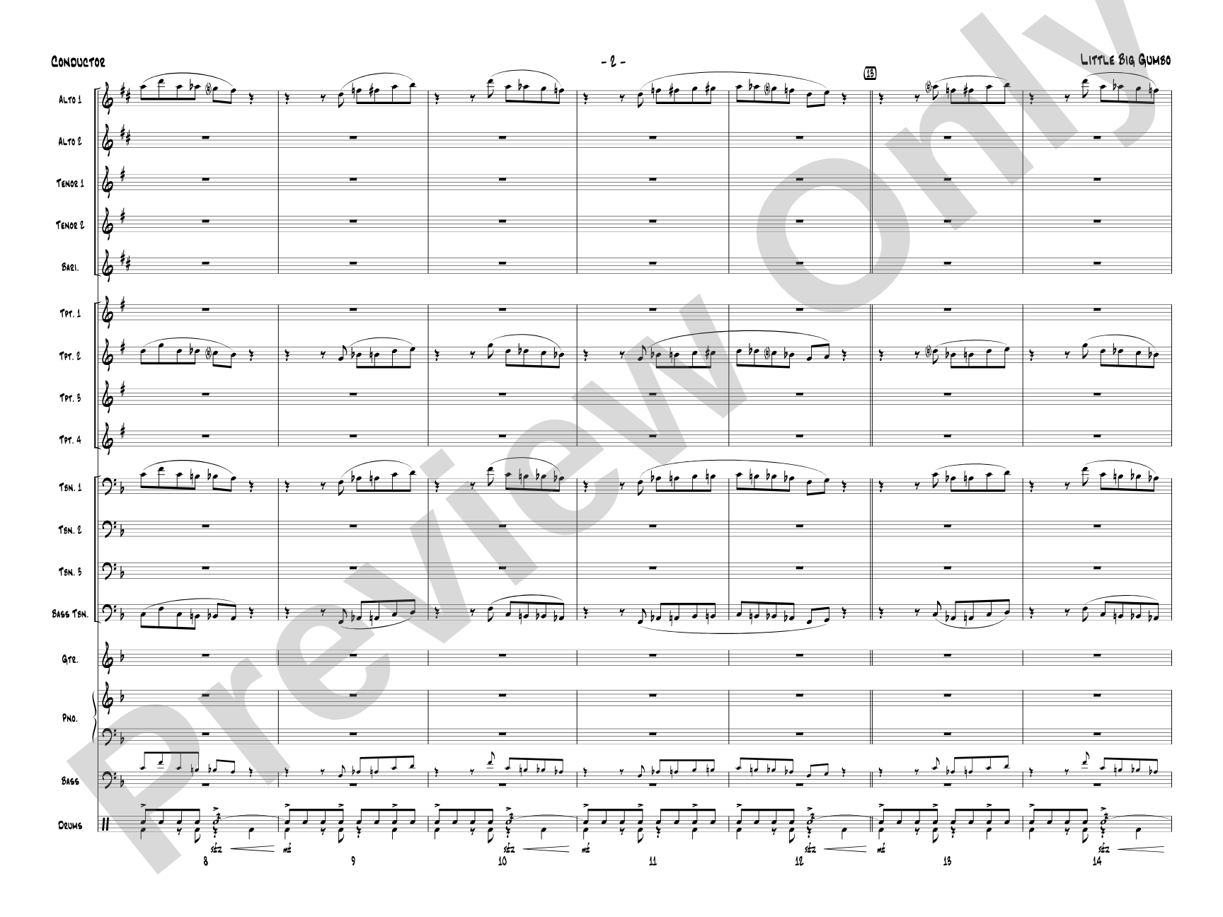 Little Big Gumbo: Jazz Ensemble Conductor Score & Parts