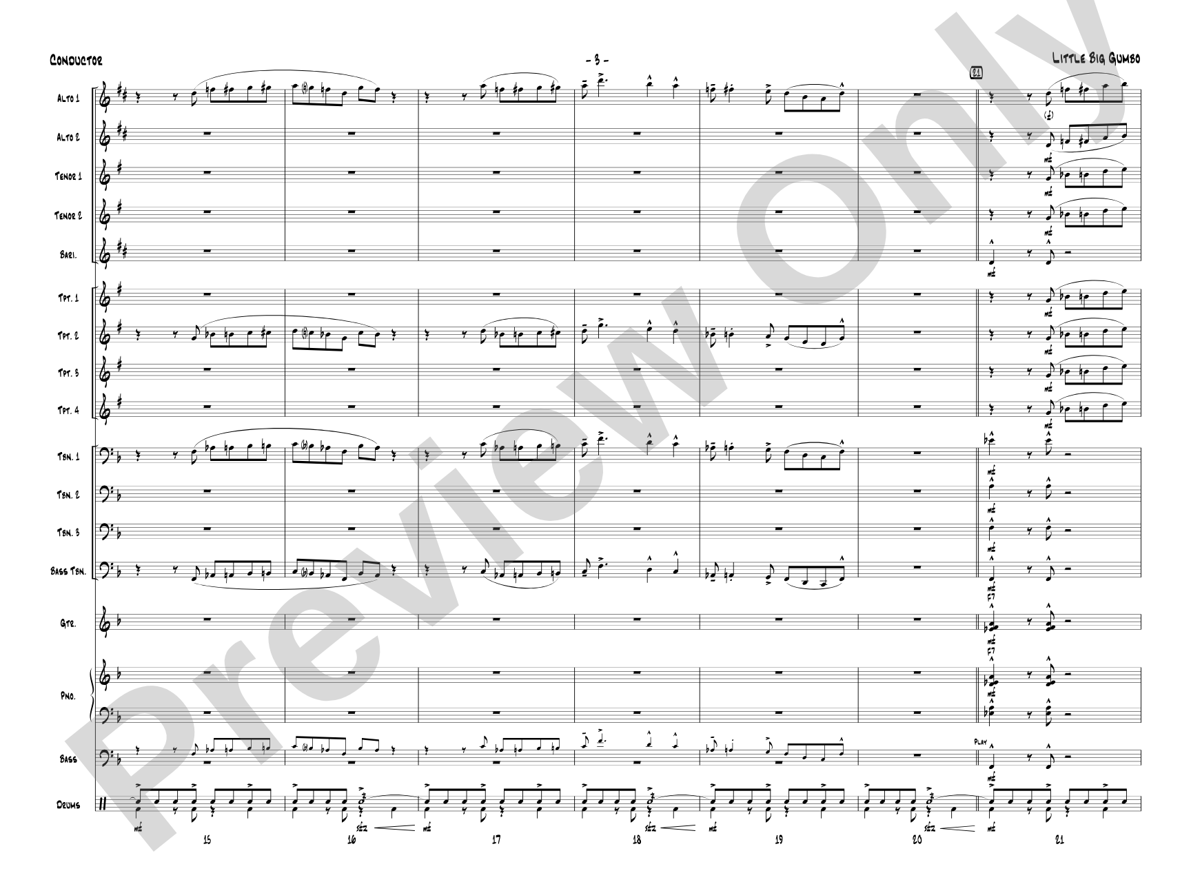 Little Big Gumbo: Jazz Ensemble Conductor Score & Parts