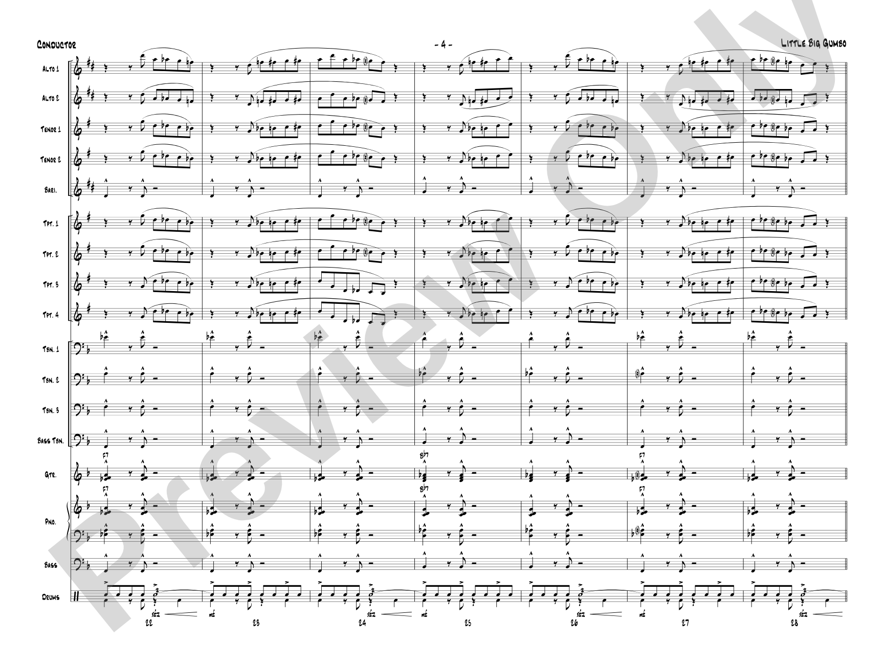 Little Big Gumbo: Jazz Ensemble Conductor Score & Parts