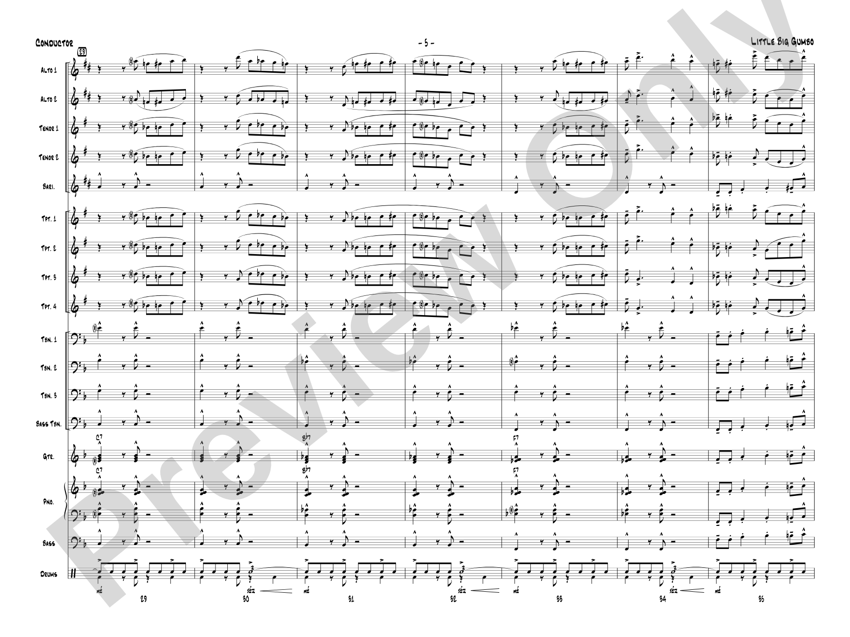 Little Big Gumbo: Jazz Ensemble Conductor Score & Parts