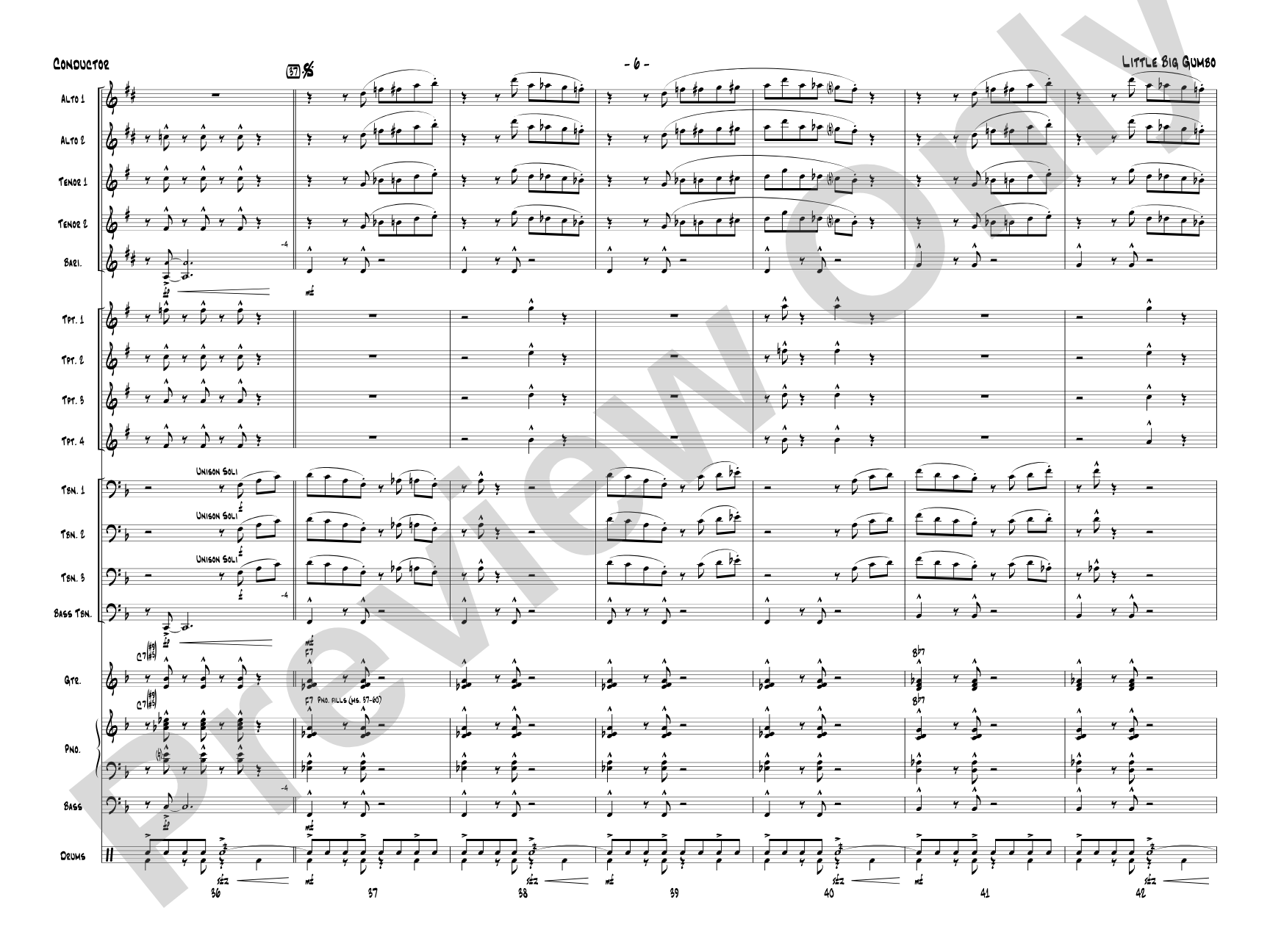 Little Big Gumbo: Jazz Ensemble Conductor Score & Parts