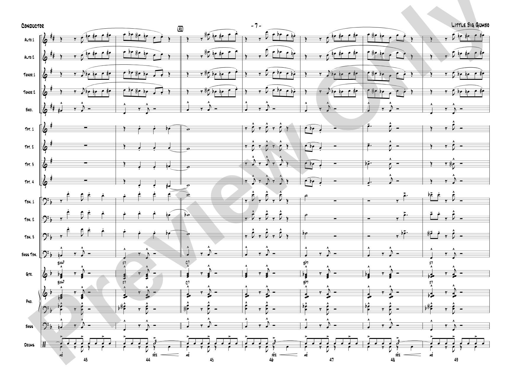 Little Big Gumbo: Jazz Ensemble Conductor Score & Parts
