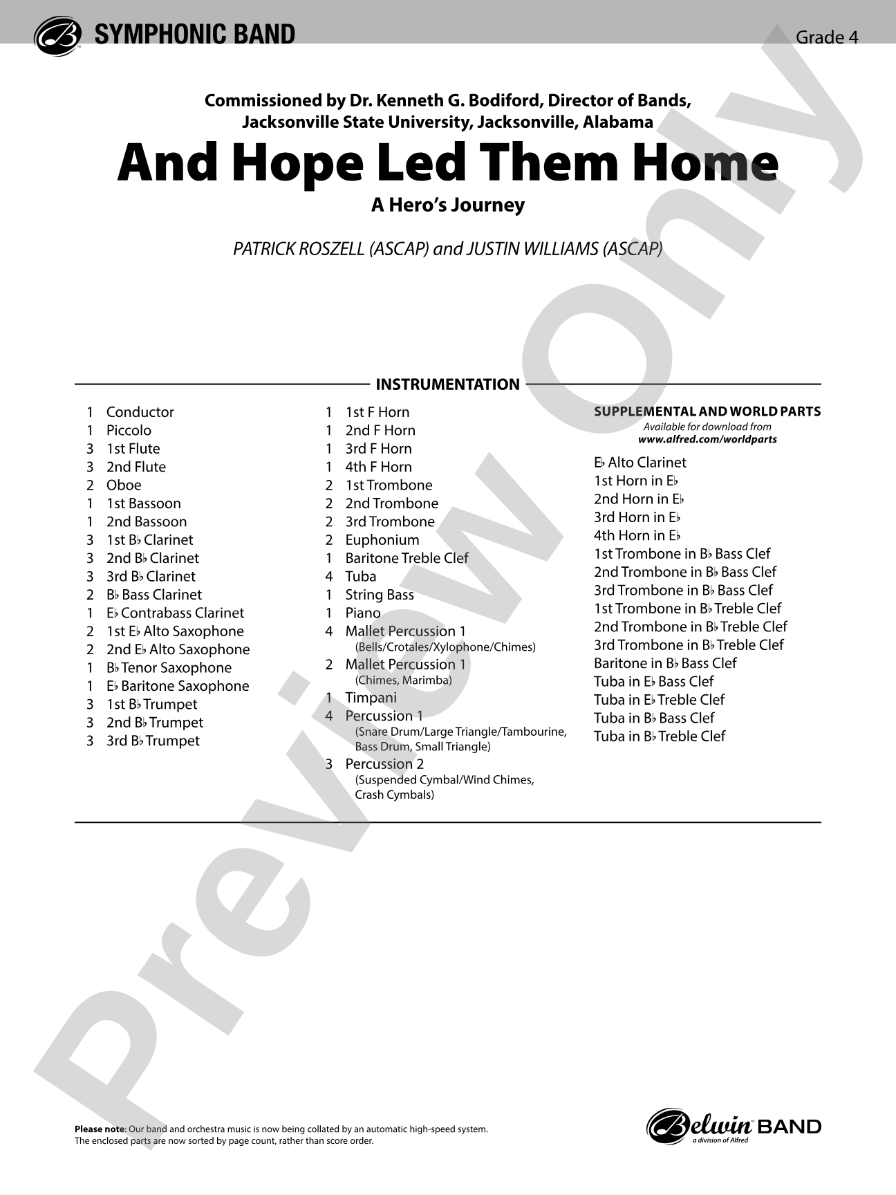 And Hope Led Them Home: Concert Band Conductor Score & Parts