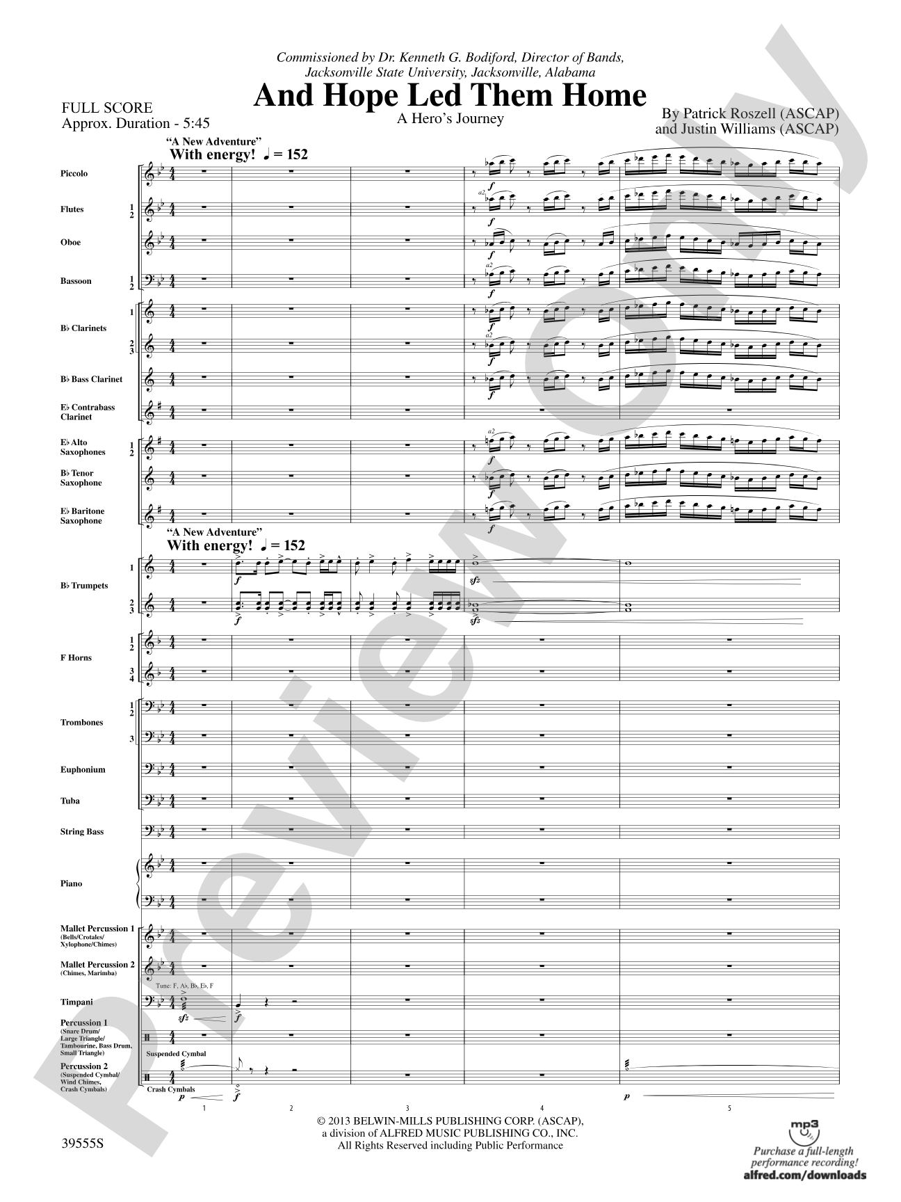 And Hope Led Them Home: Concert Band Conductor Score & Parts