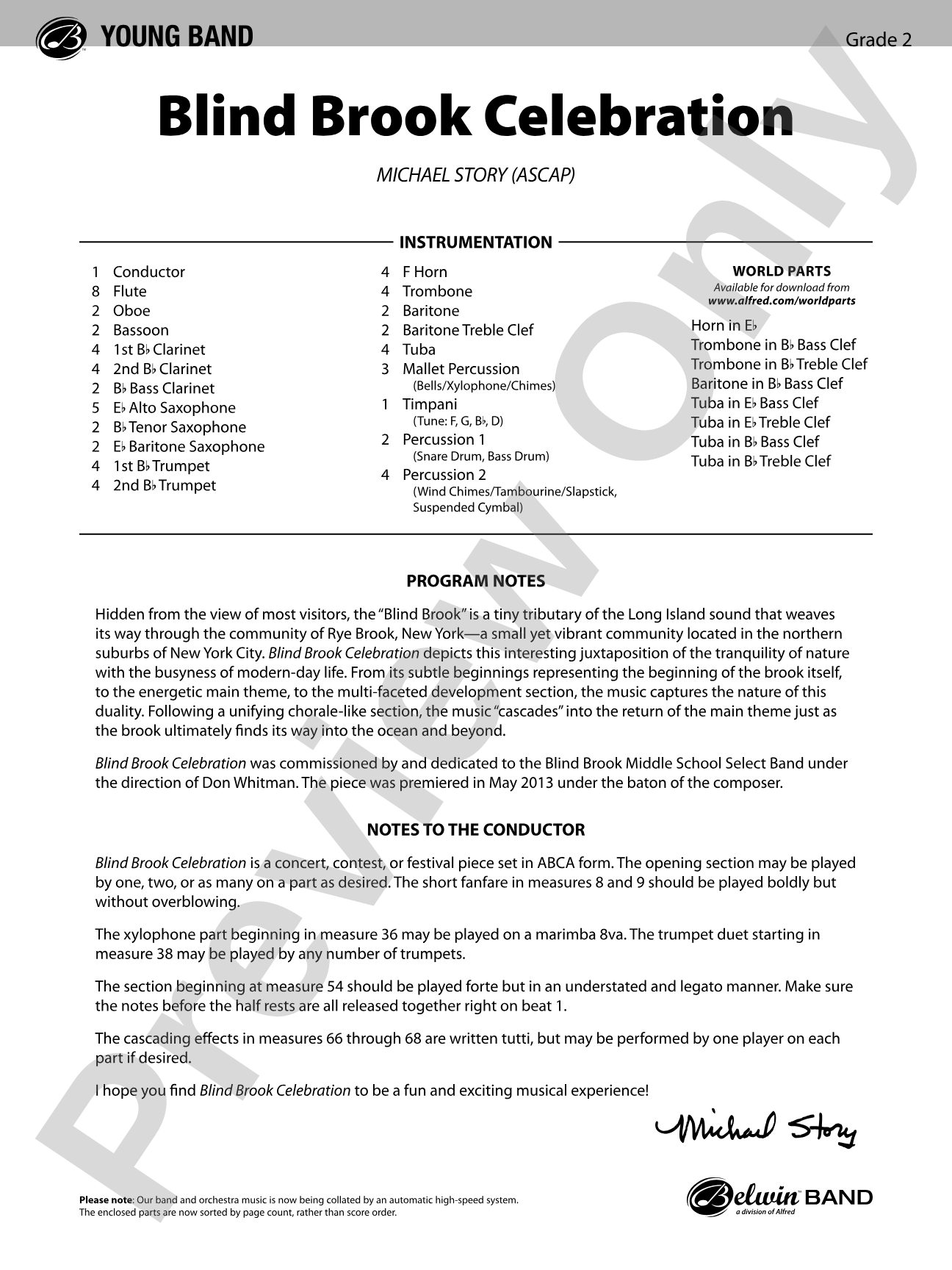 Blind Brook Celebration: Score