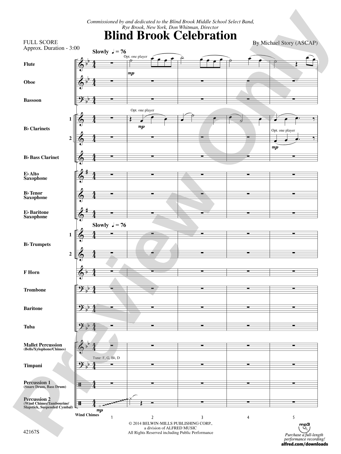 Blind Brook Celebration: Score