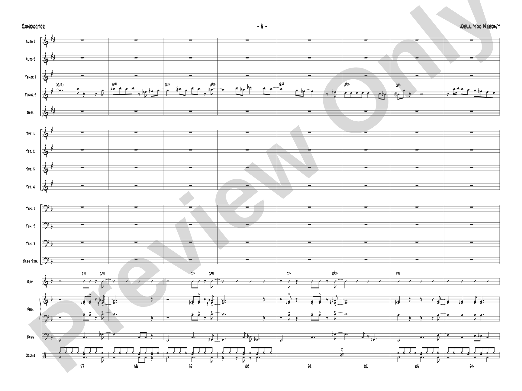 Well You Needn't: Jazz Ensemble Conductor Score & Parts