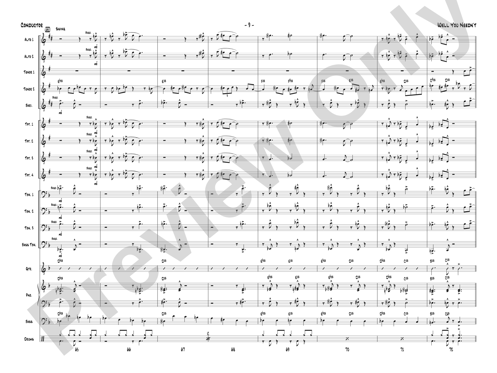 Well You Needn't: Jazz Ensemble Conductor Score & Parts