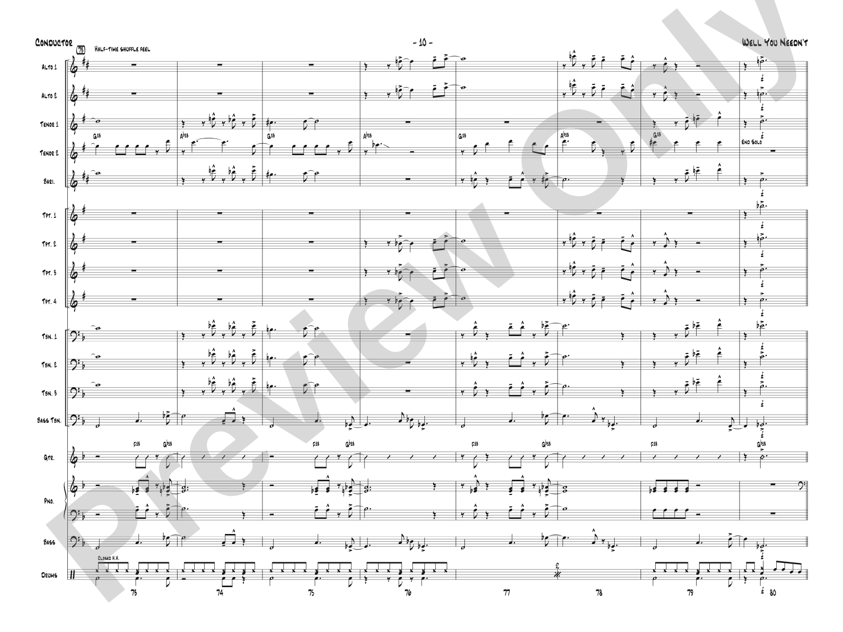 Well You Needn't: Jazz Ensemble Conductor Score & Parts