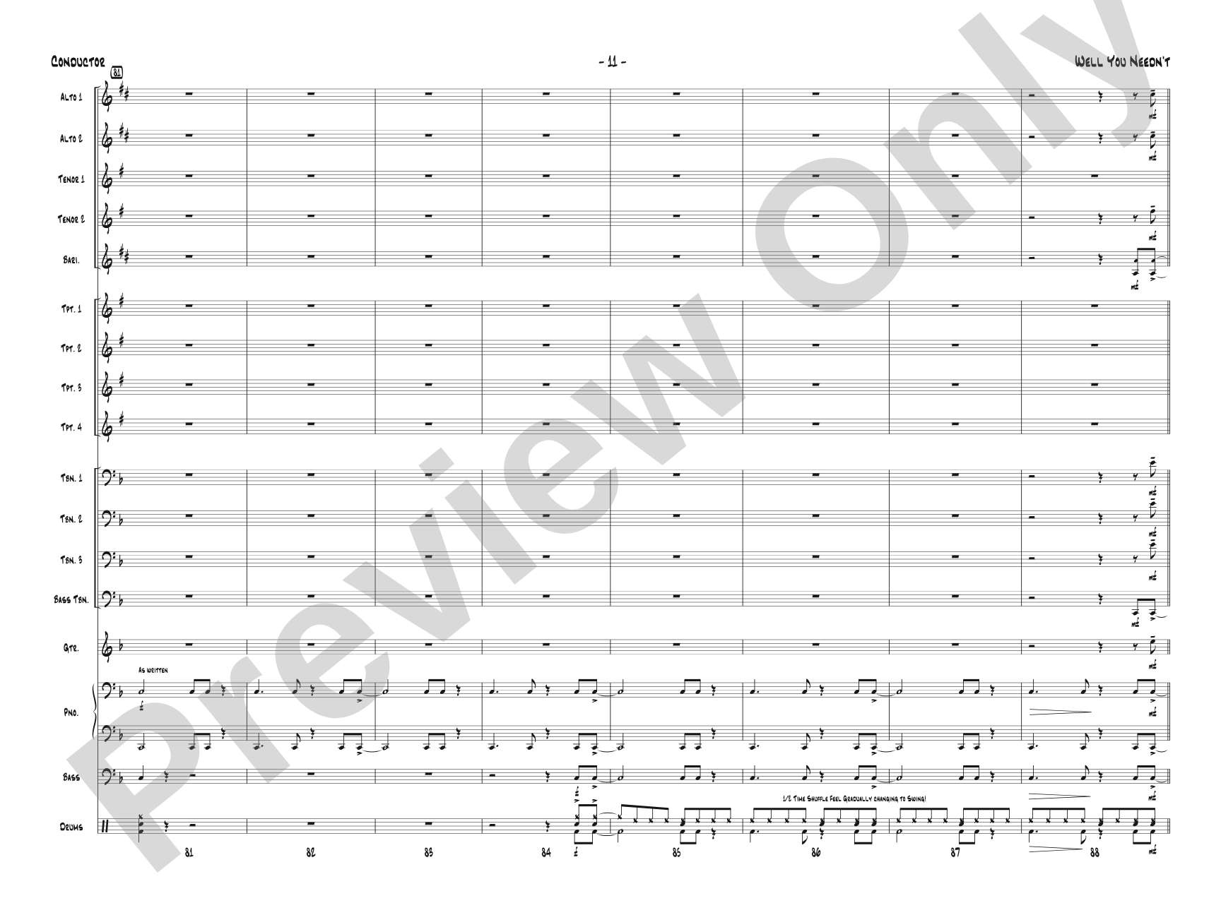 Well You Needn't: Jazz Ensemble Conductor Score & Parts
