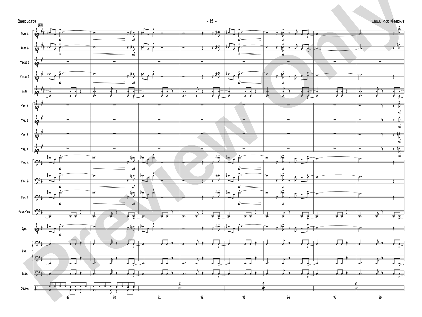 Well You Needn't: Jazz Ensemble Conductor Score & Parts