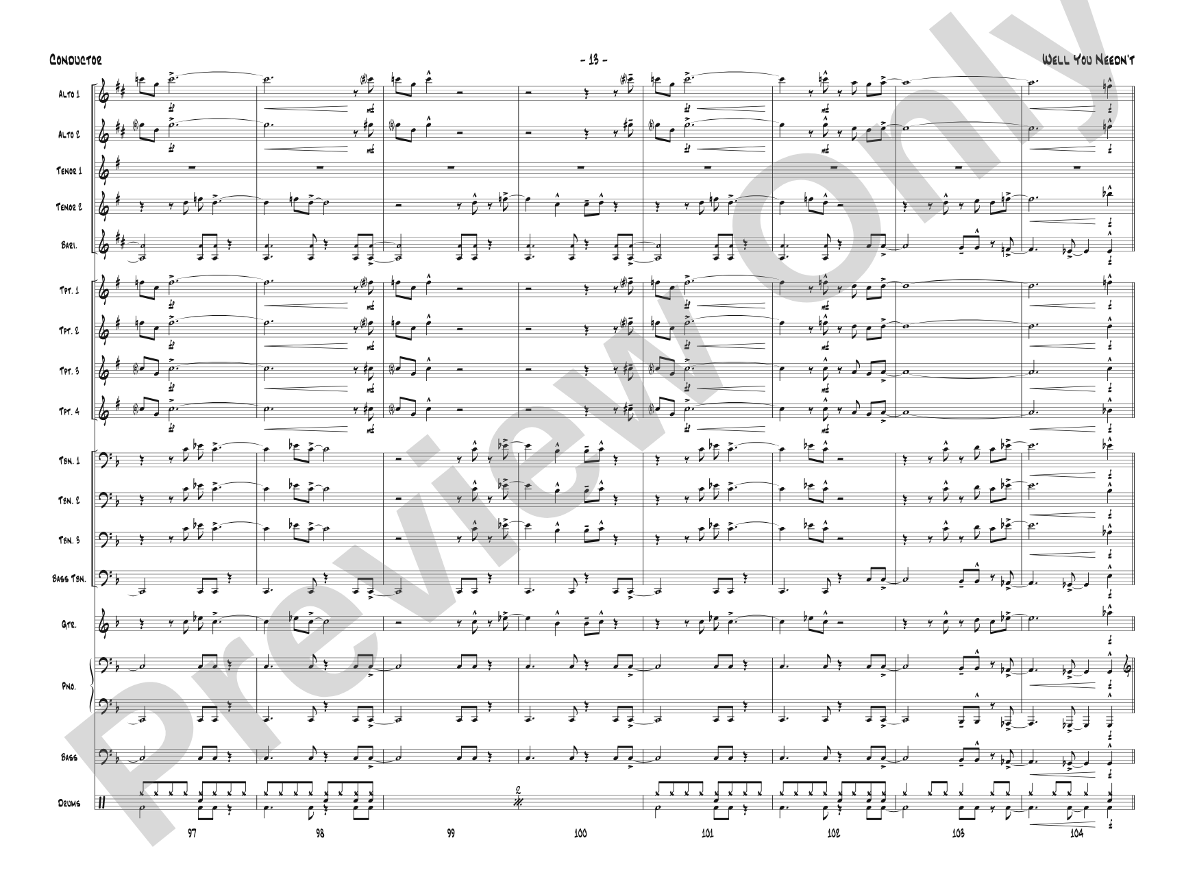 Well You Needn't: Jazz Ensemble Conductor Score & Parts