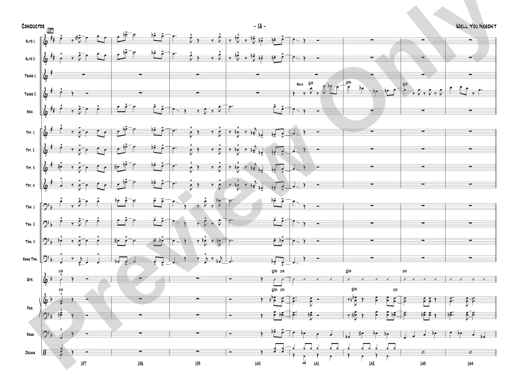 Well You Needn't: Jazz Ensemble Conductor Score & Parts