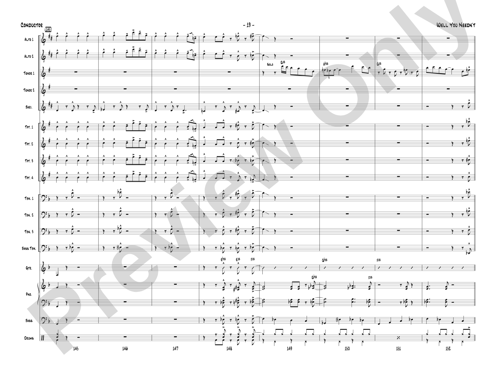 Well You Needn't: Jazz Ensemble Conductor Score & Parts