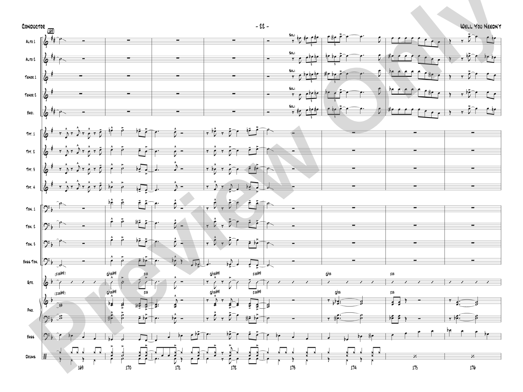 Well You Needn't: Jazz Ensemble Conductor Score & Parts
