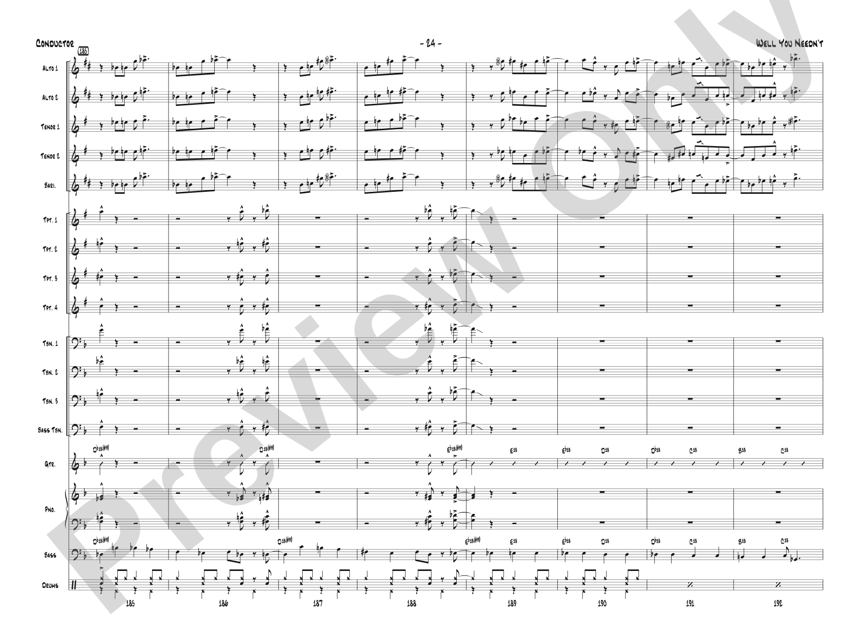 Well You Needn't: Jazz Ensemble Conductor Score & Parts