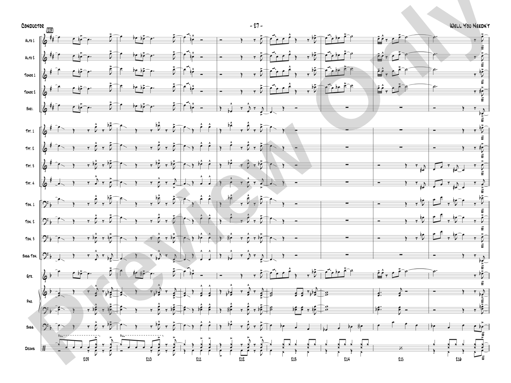 Well You Needn't: Jazz Ensemble Conductor Score & Parts