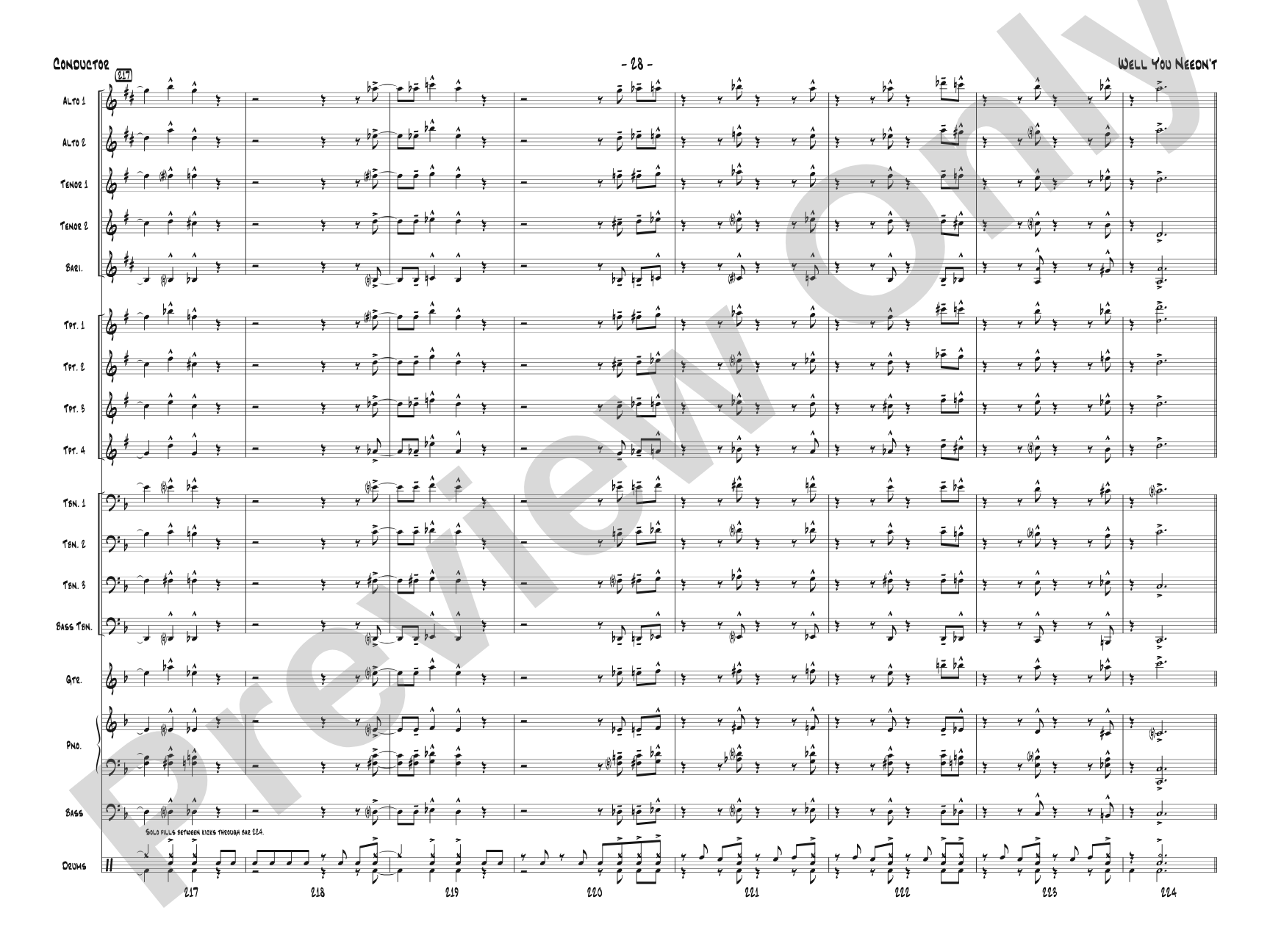 Well You Needn't: Jazz Ensemble Conductor Score & Parts