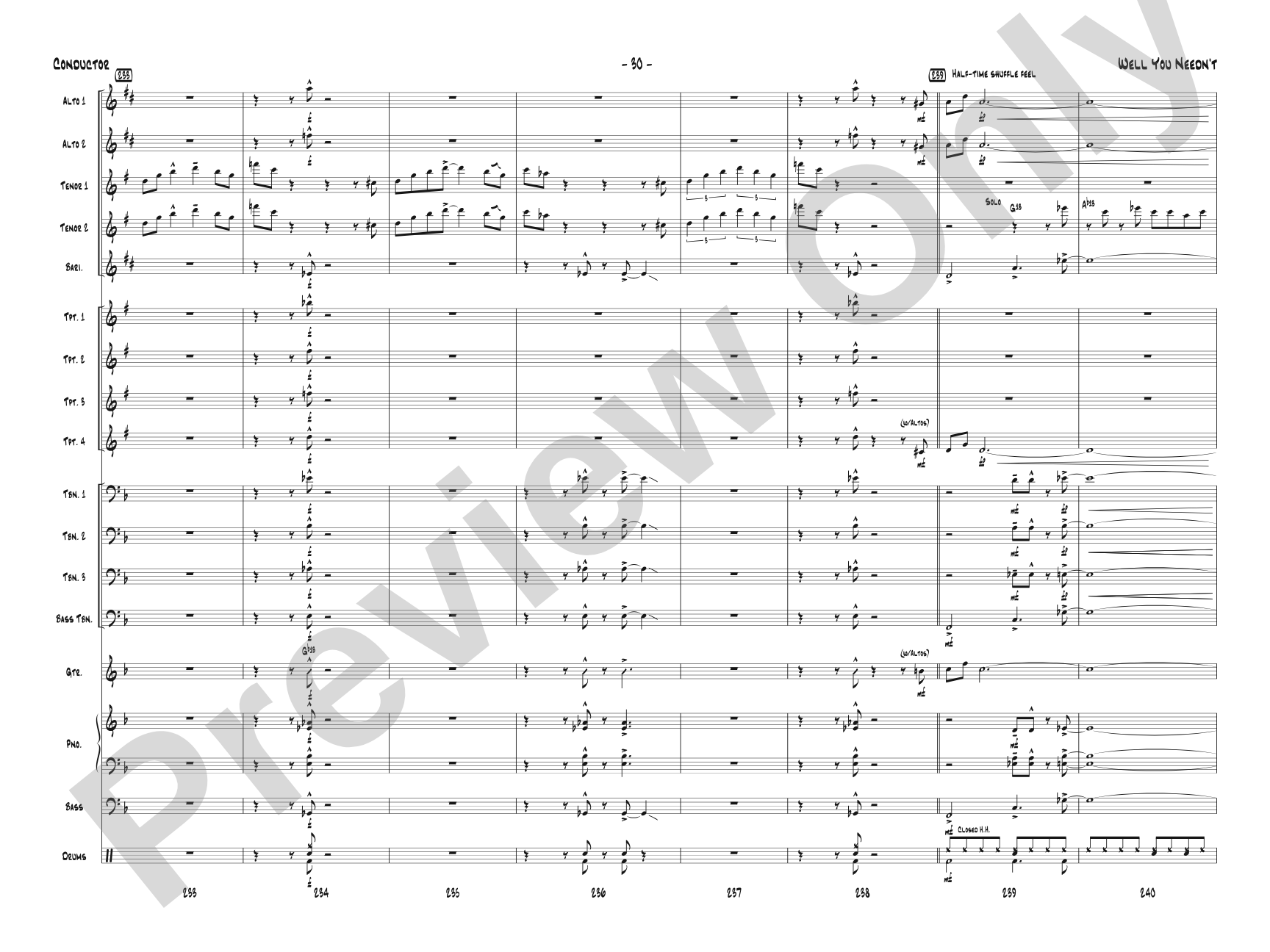Well You Needn't: Jazz Ensemble Conductor Score & Parts