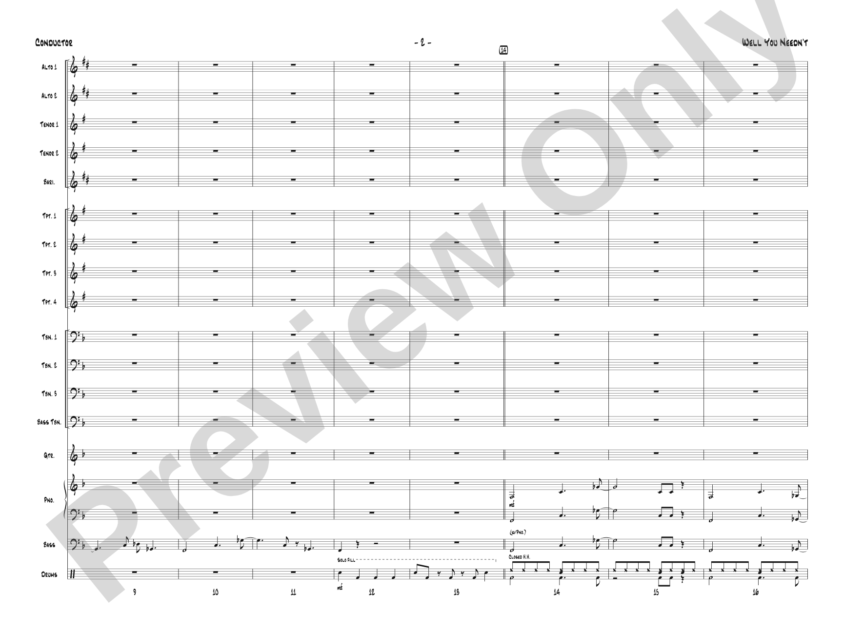 Well You Needn't: Jazz Ensemble Conductor Score & Parts