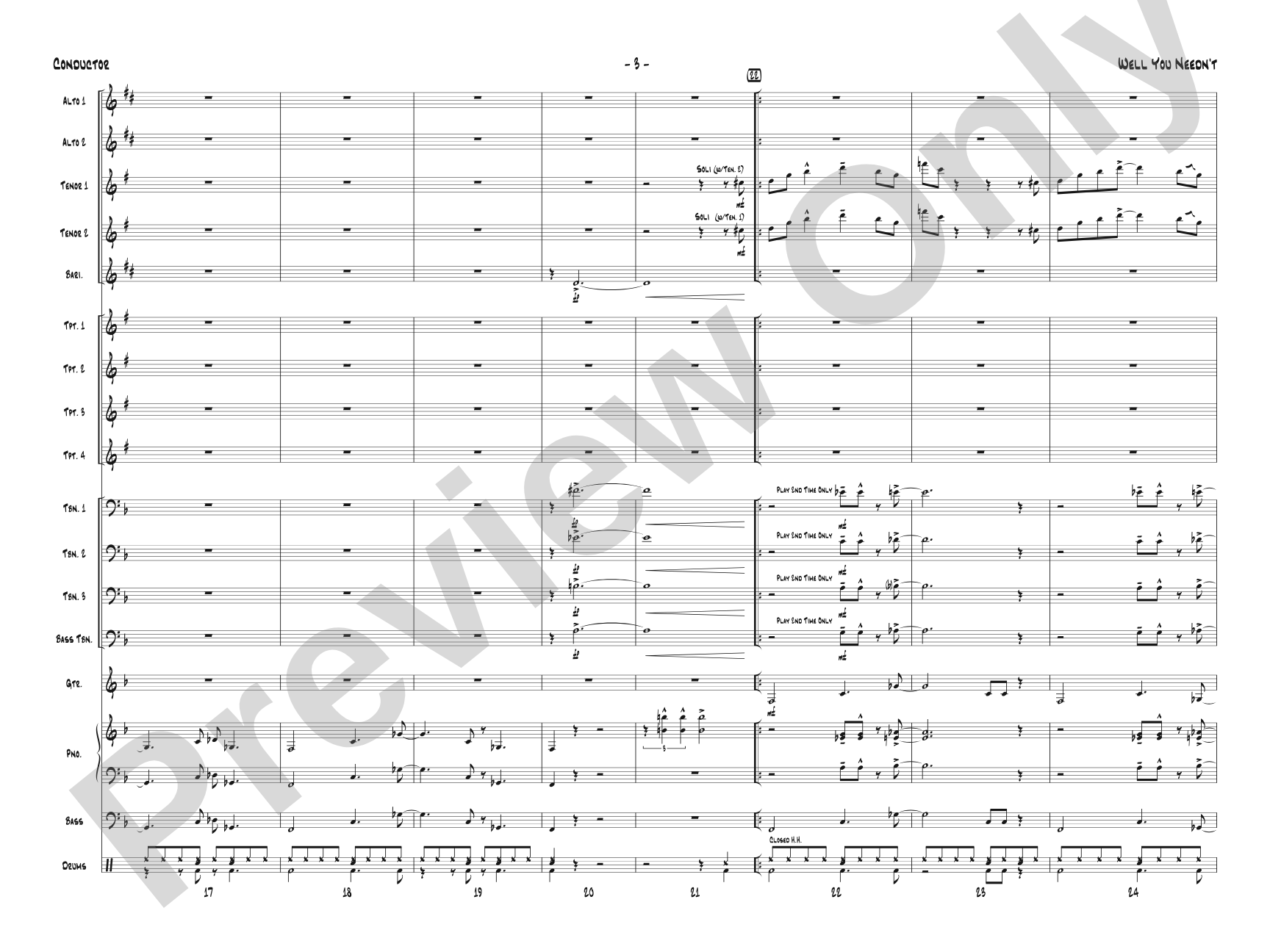 Well You Needn't: Jazz Ensemble Conductor Score & Parts