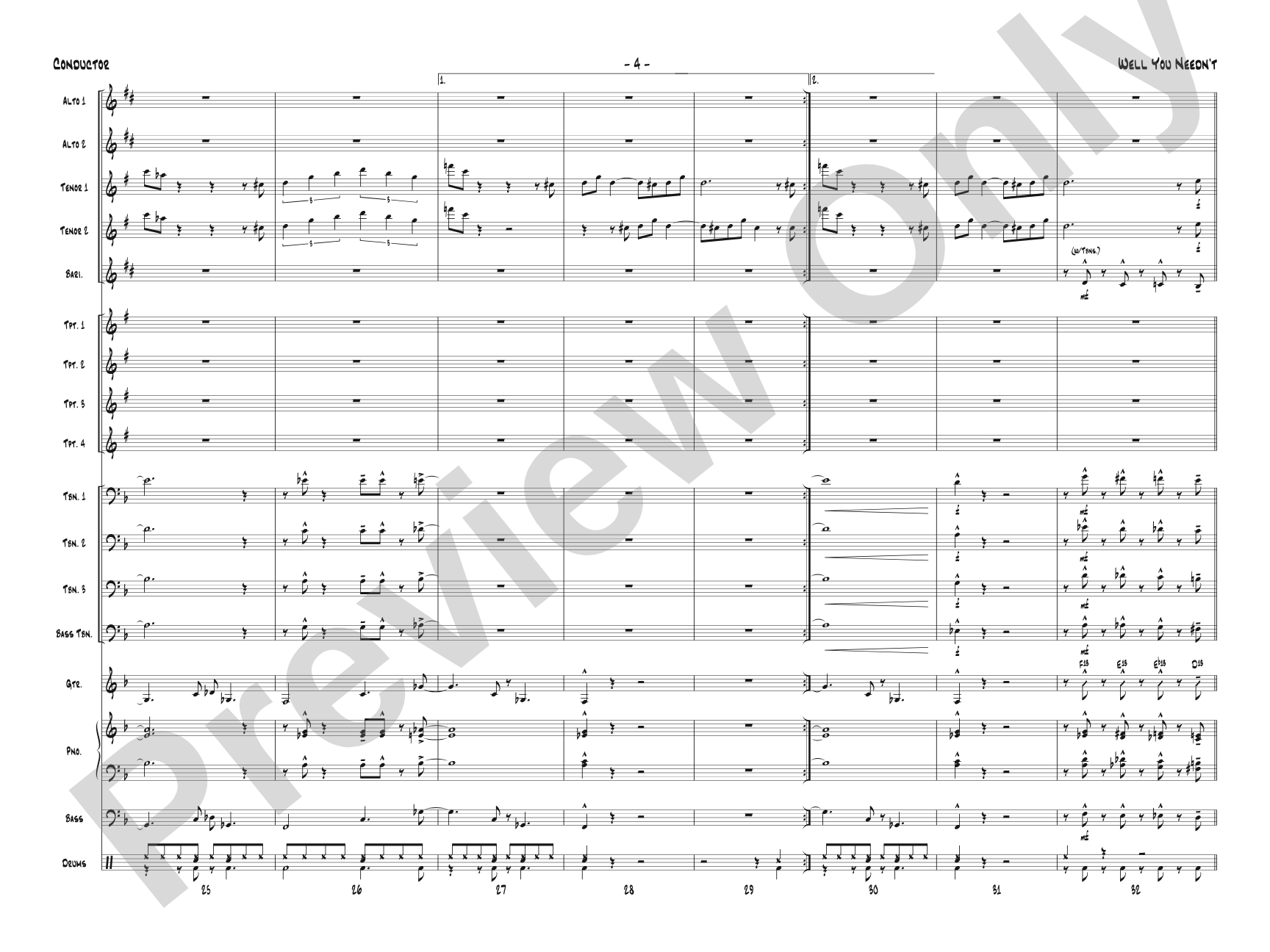 Well You Needn't: Jazz Ensemble Conductor Score & Parts