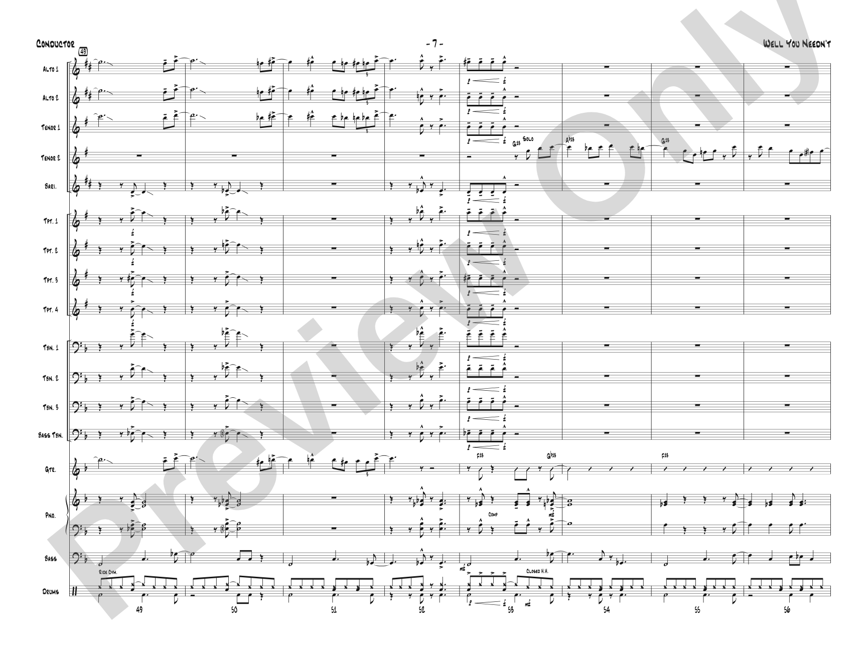 Well You Needn't: Jazz Ensemble Conductor Score & Parts
