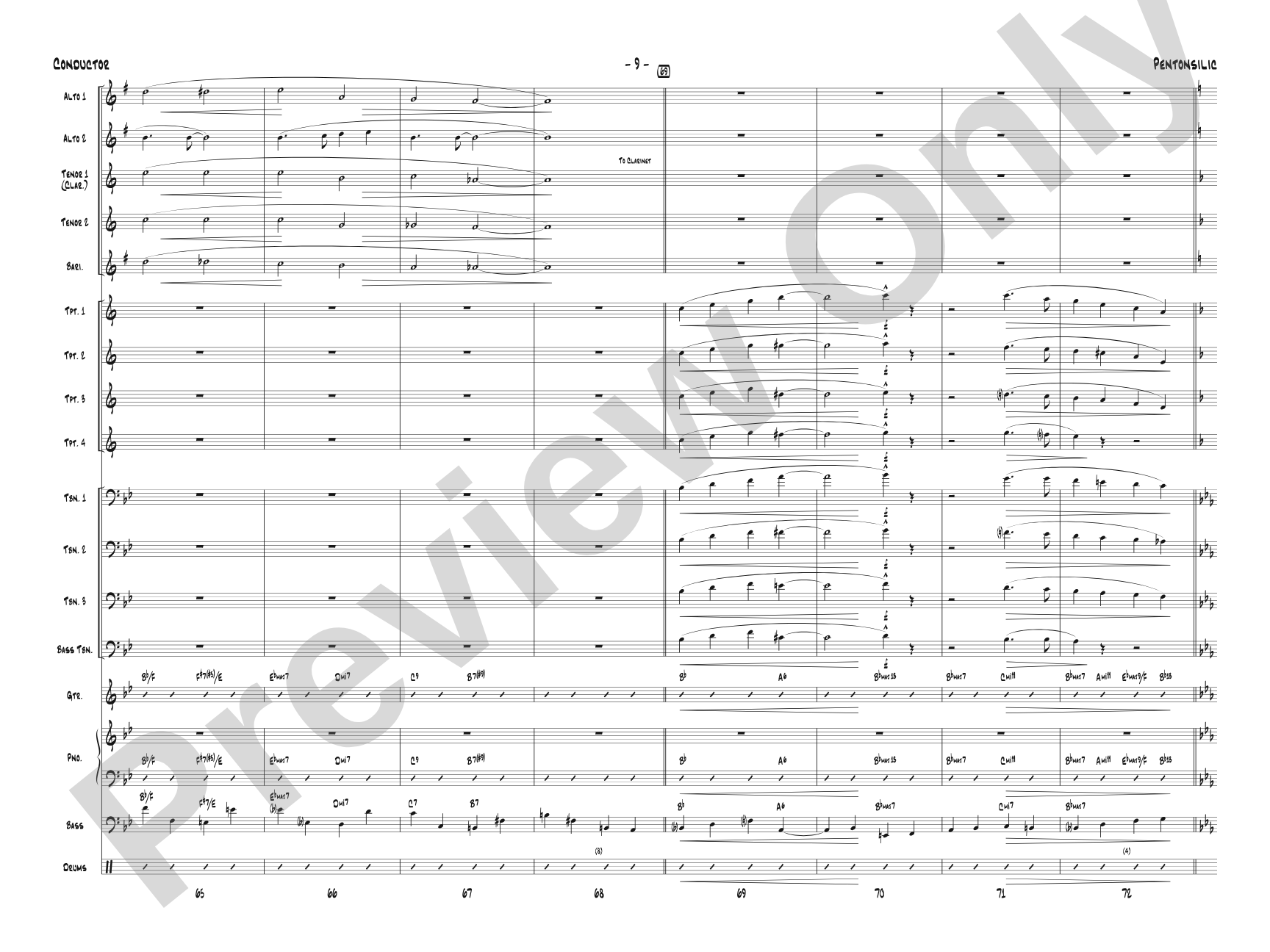 Pentonsilic: Jazz Ensemble Conductor Score & Parts
