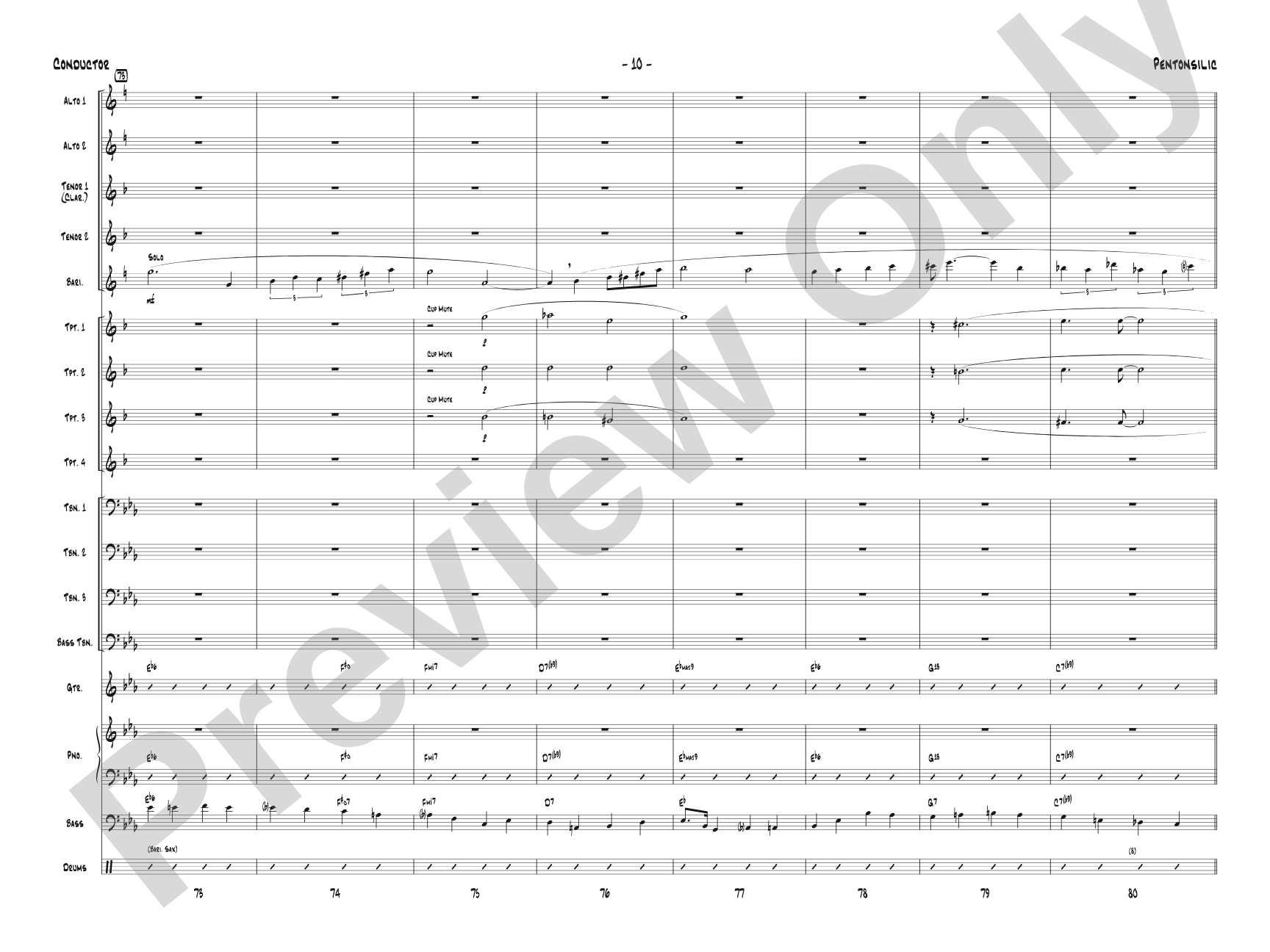 Pentonsilic: Jazz Ensemble Conductor Score & Parts
