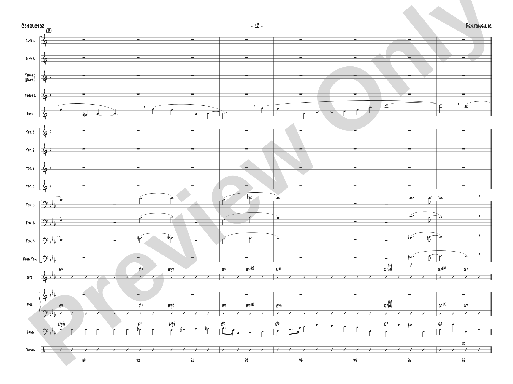 Pentonsilic: Jazz Ensemble Conductor Score & Parts