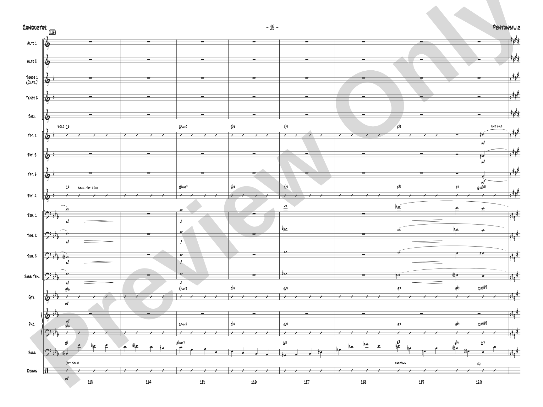 Pentonsilic: Jazz Ensemble Conductor Score & Parts