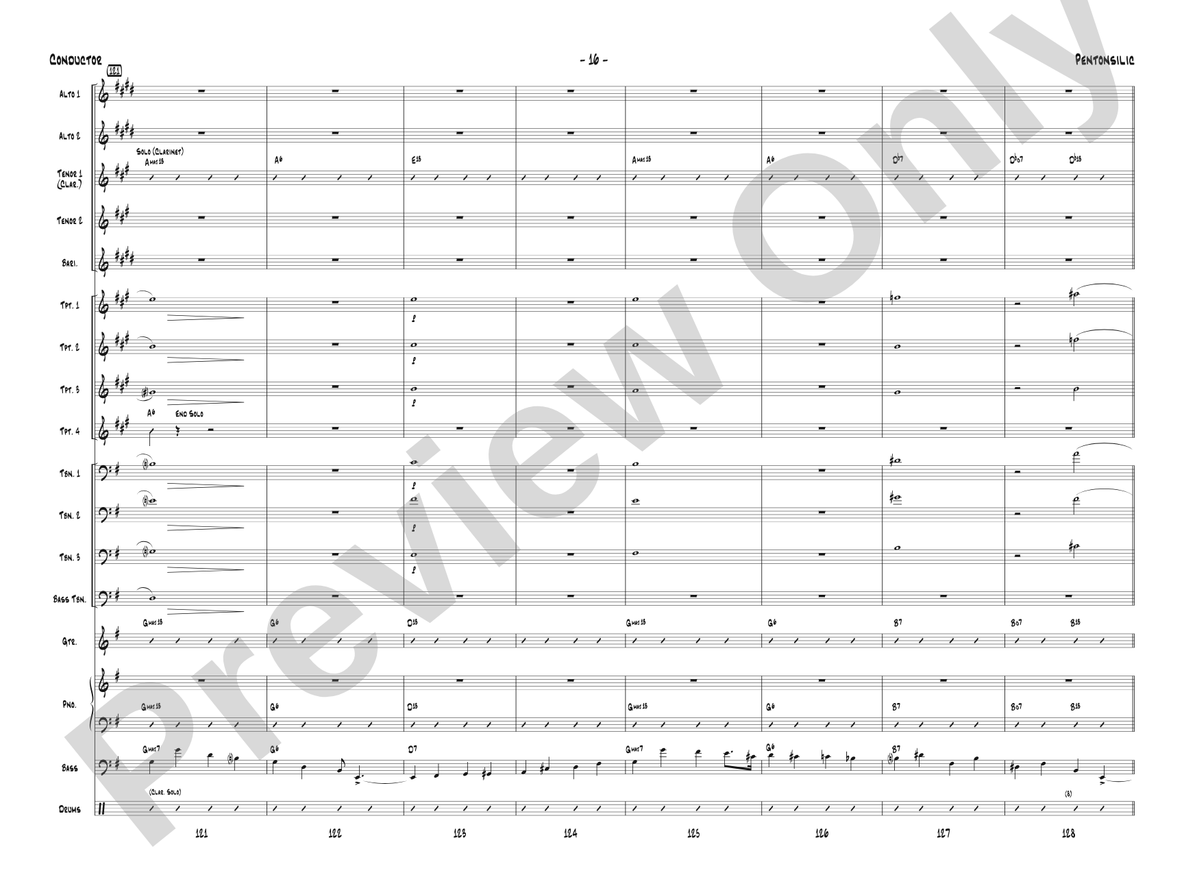 Pentonsilic: Jazz Ensemble Conductor Score & Parts
