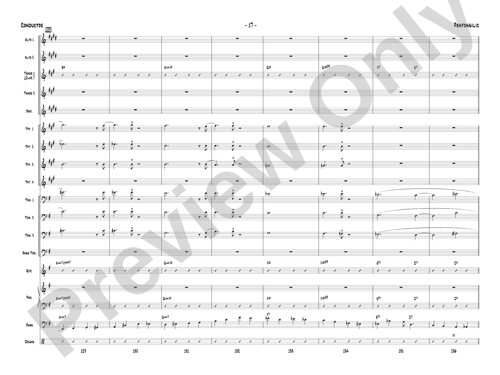 Pentonsilic: Jazz Ensemble Conductor Score & Parts