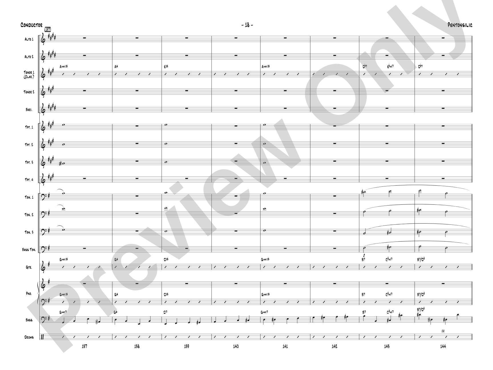 Pentonsilic: Jazz Ensemble Conductor Score & Parts