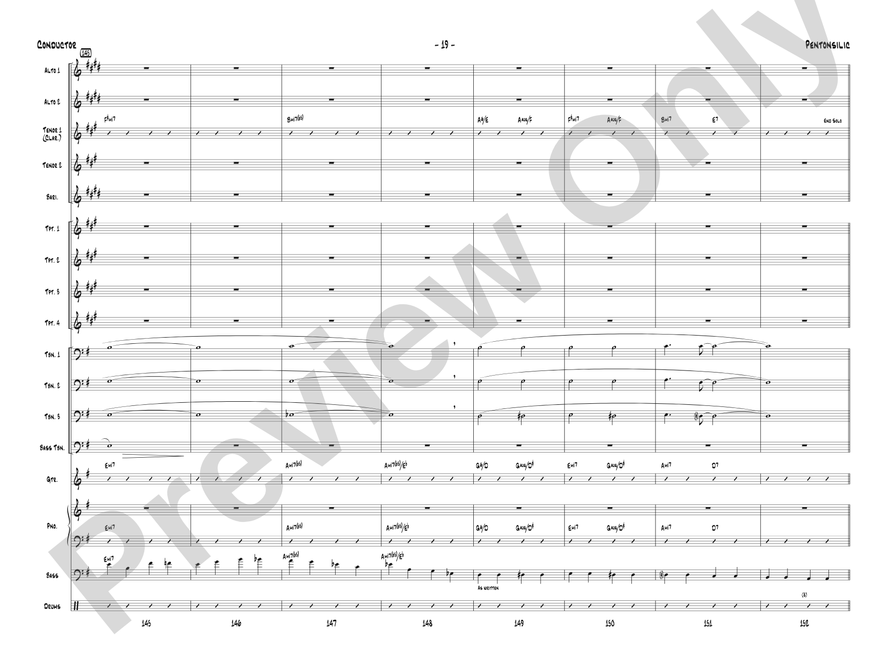 Pentonsilic: Jazz Ensemble Conductor Score & Parts