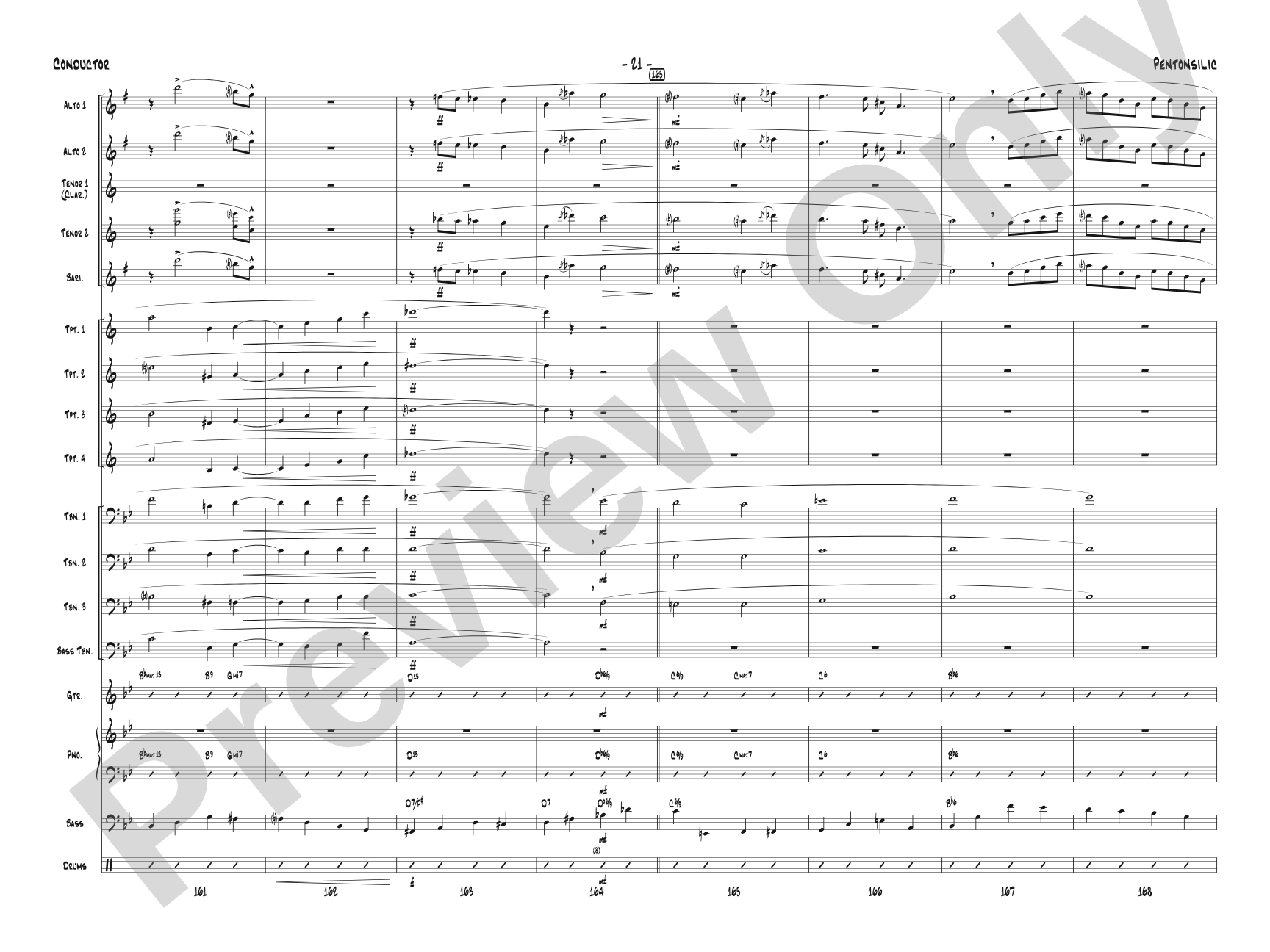 Pentonsilic: Jazz Ensemble Conductor Score & Parts