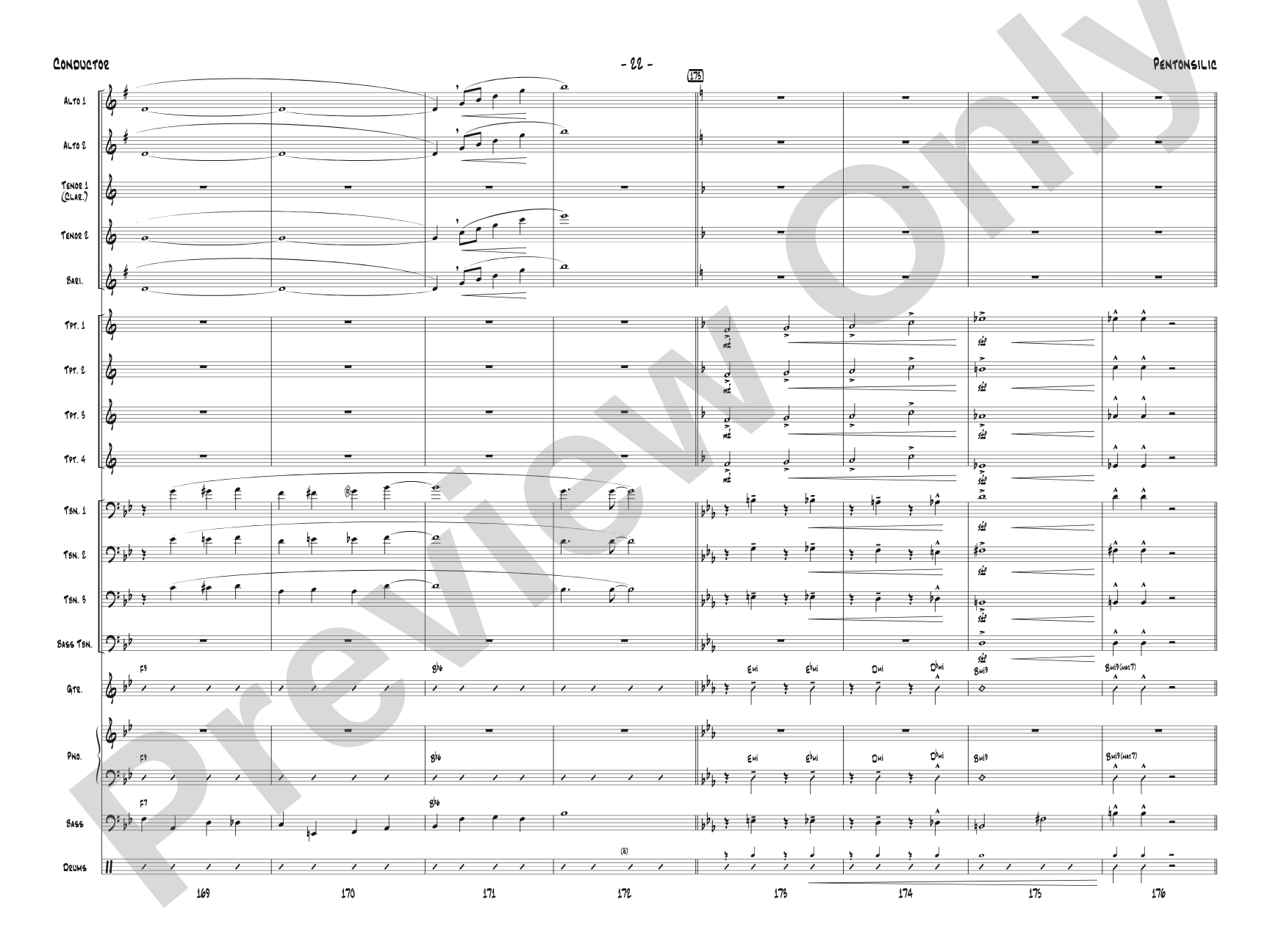 Pentonsilic: Jazz Ensemble Conductor Score & Parts