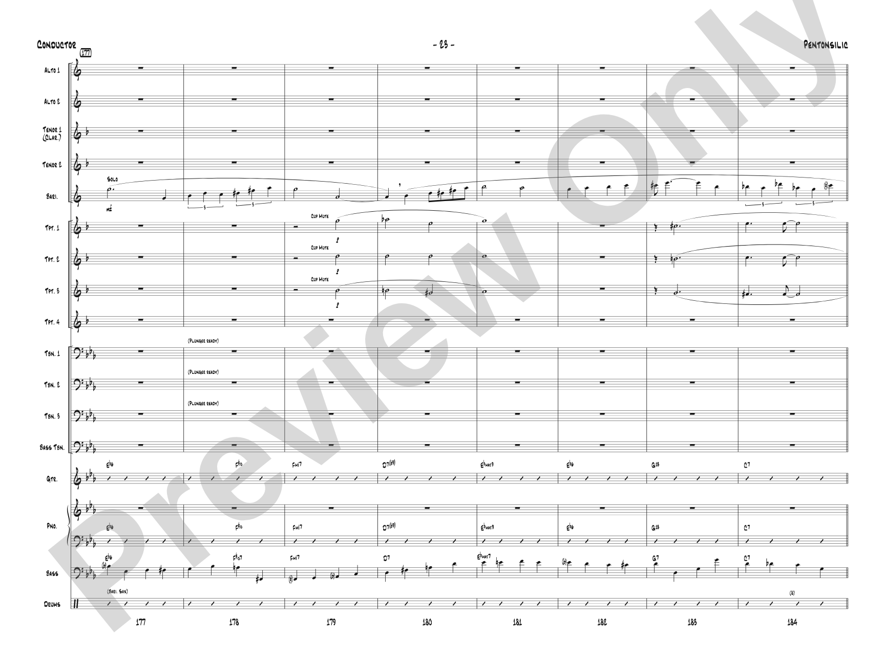 Pentonsilic: Jazz Ensemble Conductor Score & Parts