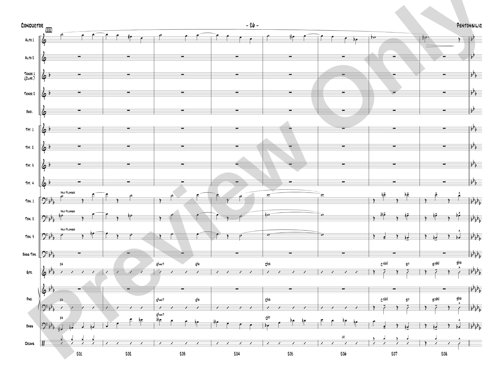 Pentonsilic: Jazz Ensemble Conductor Score & Parts