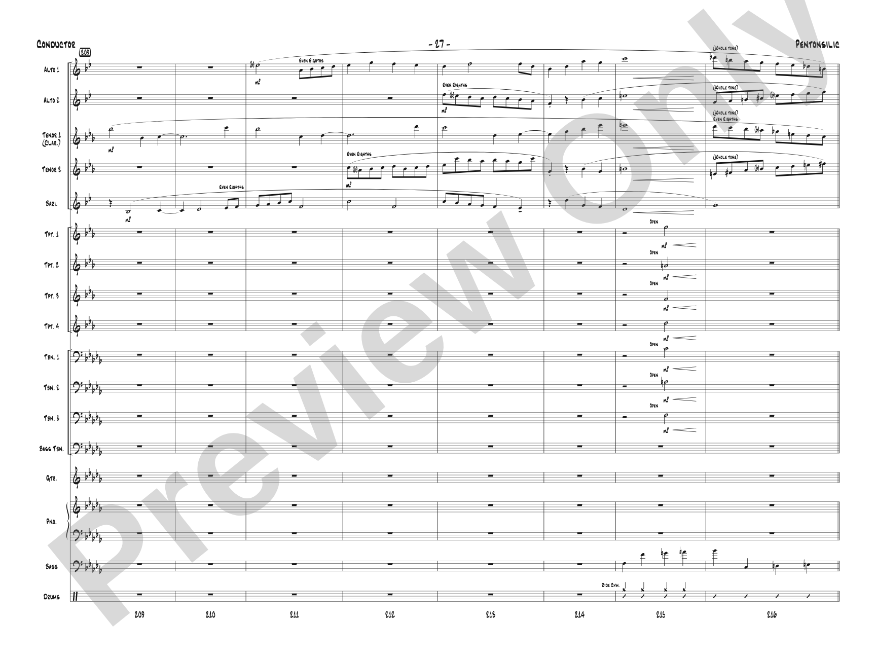 Pentonsilic: Jazz Ensemble Conductor Score & Parts