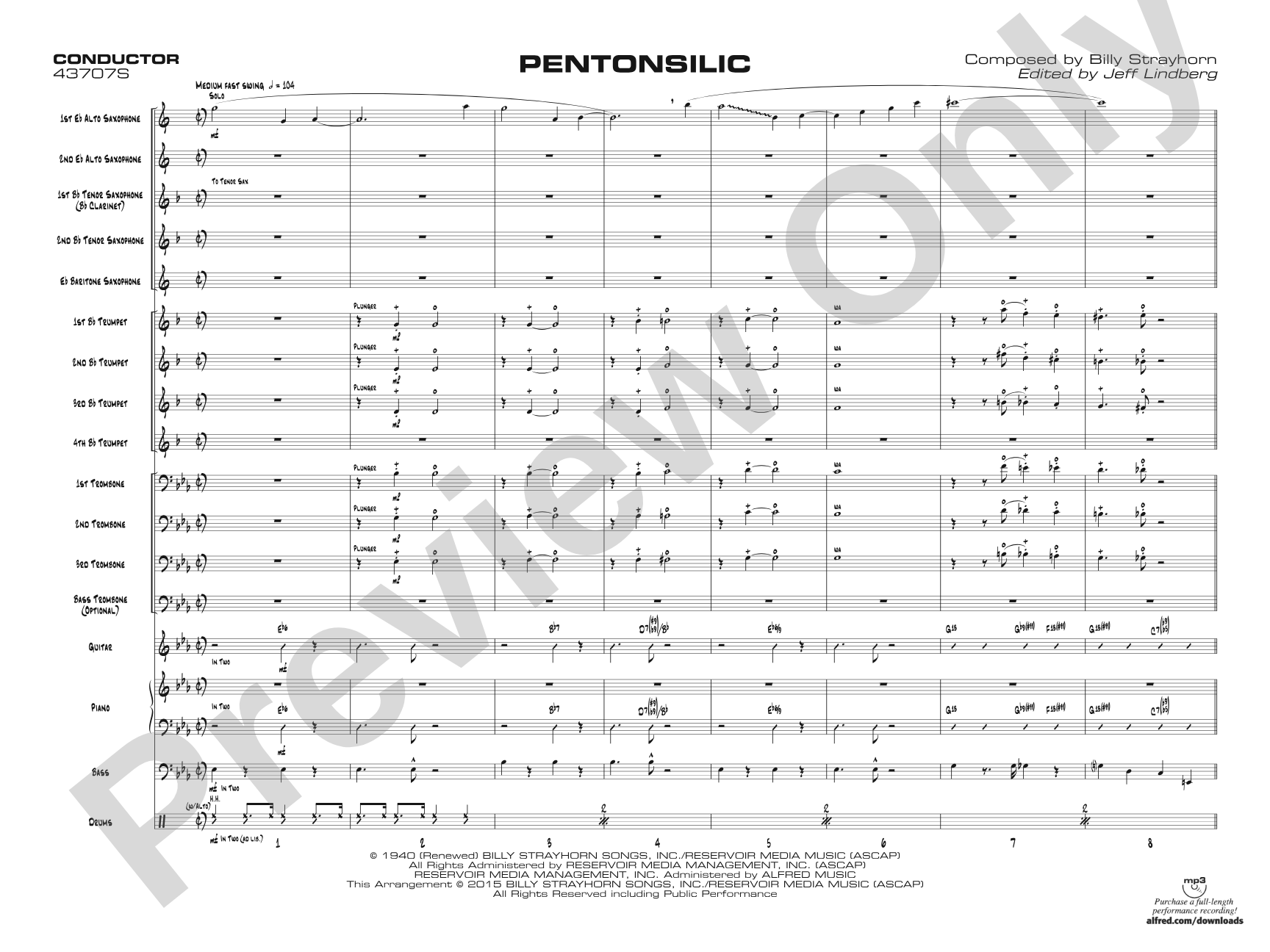 Pentonsilic: Jazz Ensemble Conductor Score & Parts